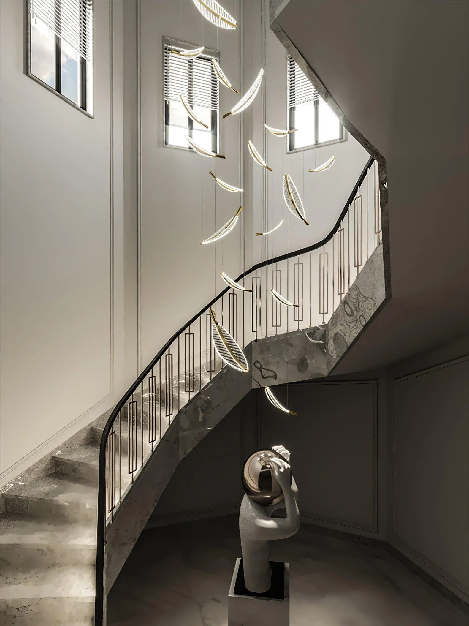 Lustra Chandelier Leaf Gold Elegant Modern - Image 2