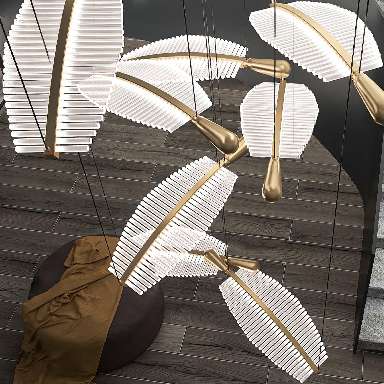 Lustra Chandelier Leaf Gold Elegant Modern - Image 40