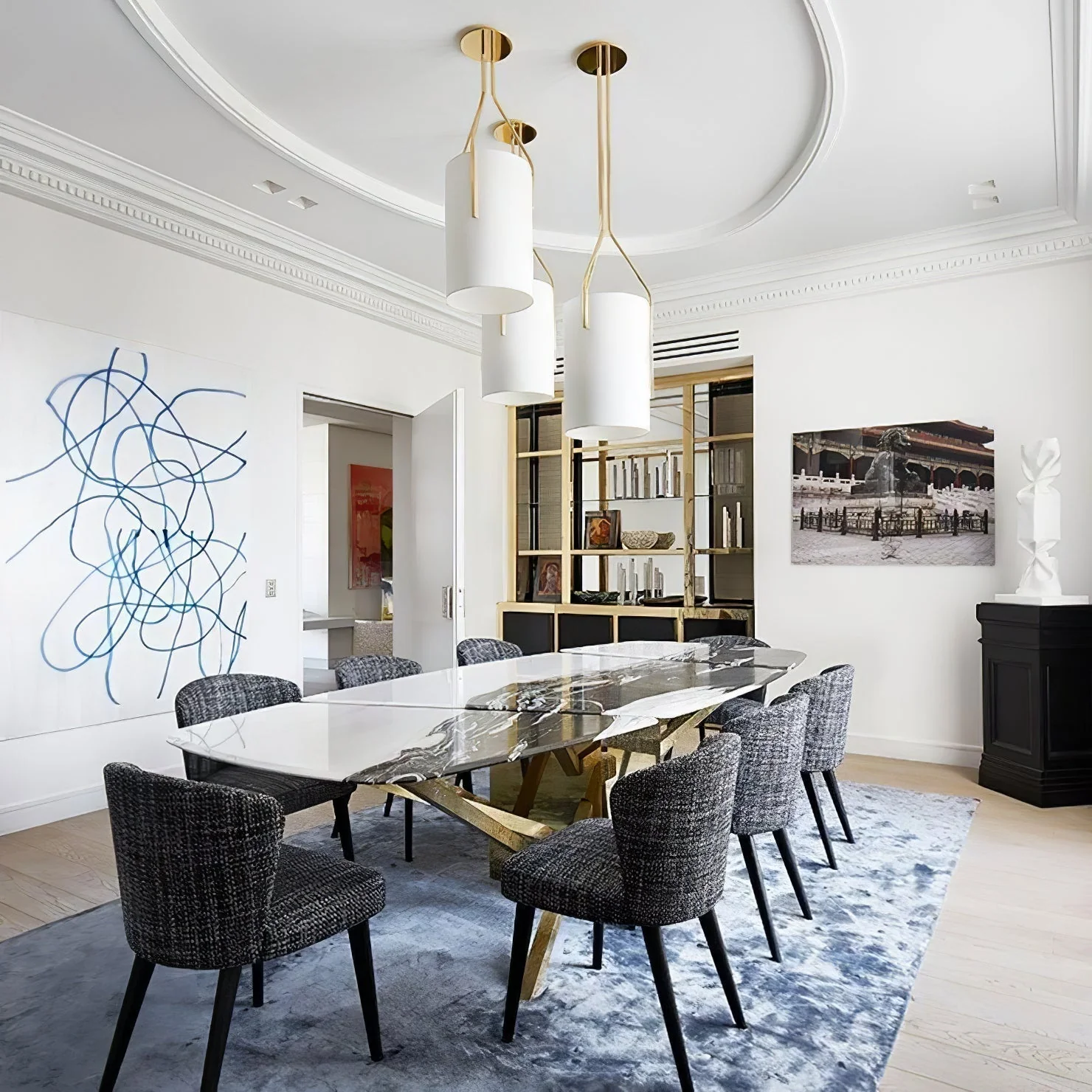 Lustra Chandelier LED 3-Lights Brass Modern - Image 113