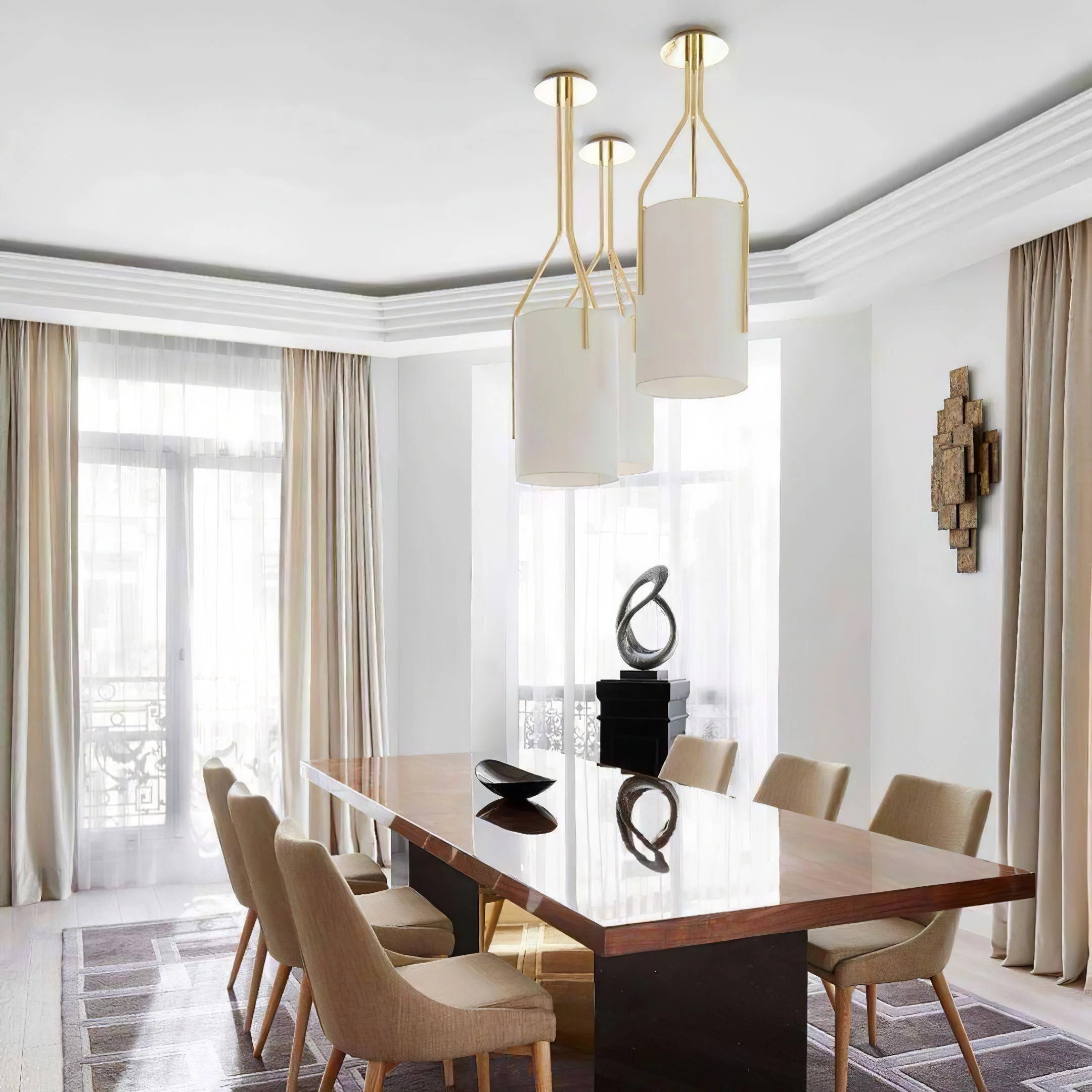 Lustra Chandelier LED 3-Lights Brass Modern - Image 19