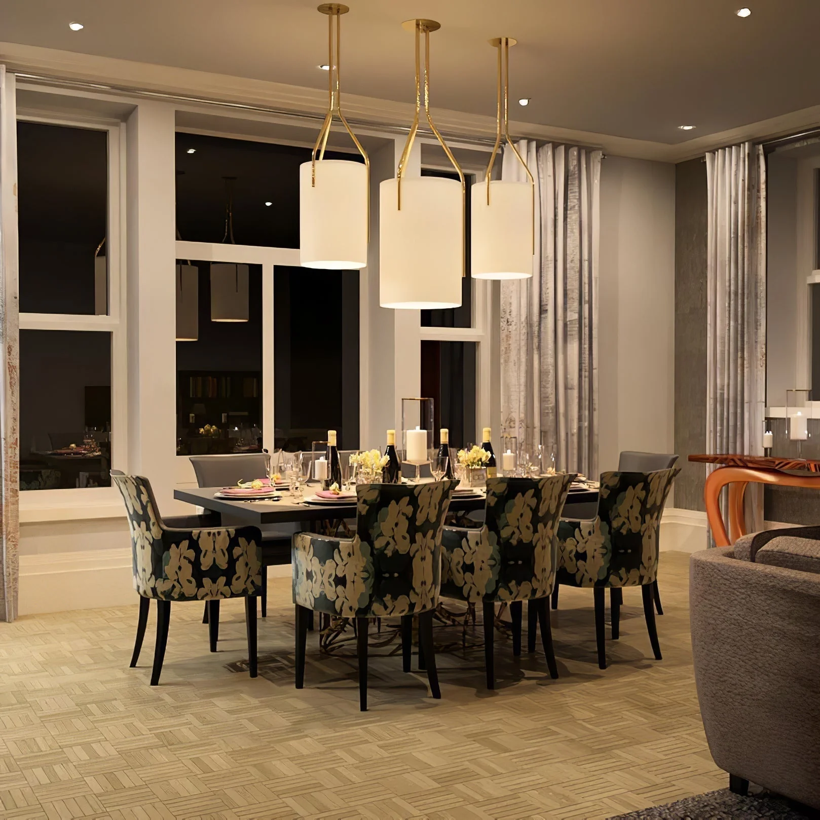 Lustra Chandelier LED 3-Lights Brass Modern - Image 65