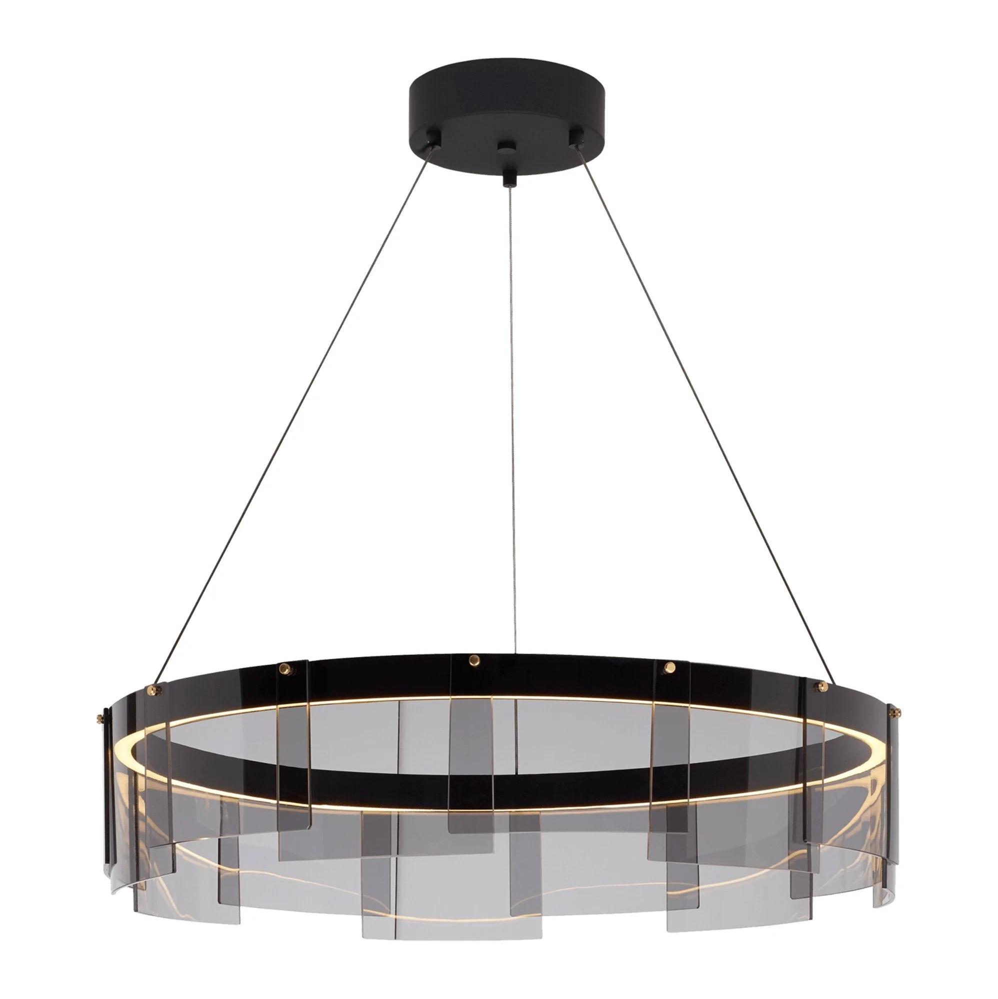 Lustra Chandelier LED Ring Black Glass Modern - Image 14