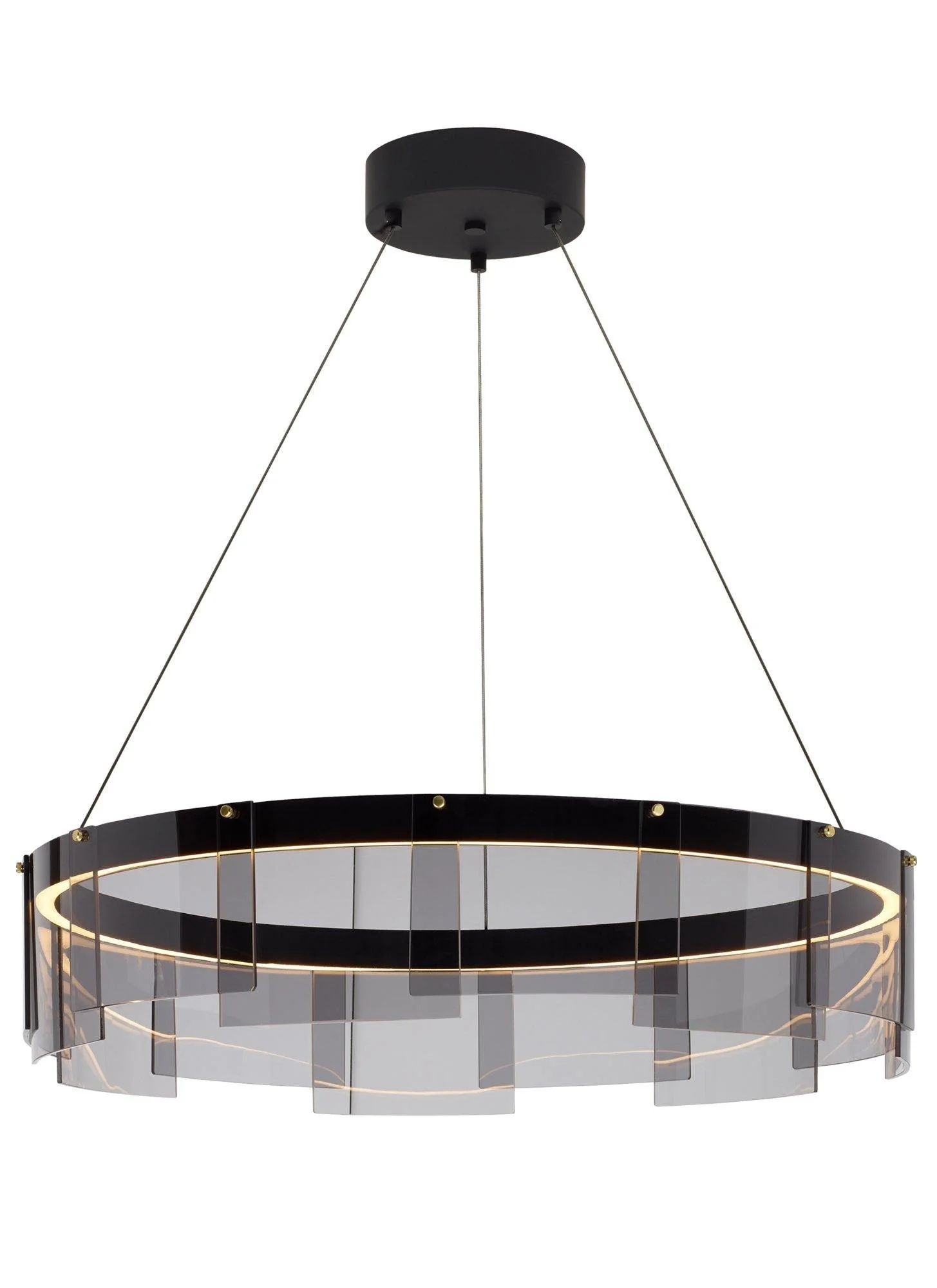 Lustra Chandelier LED Ring Black Glass Modern - Image 15