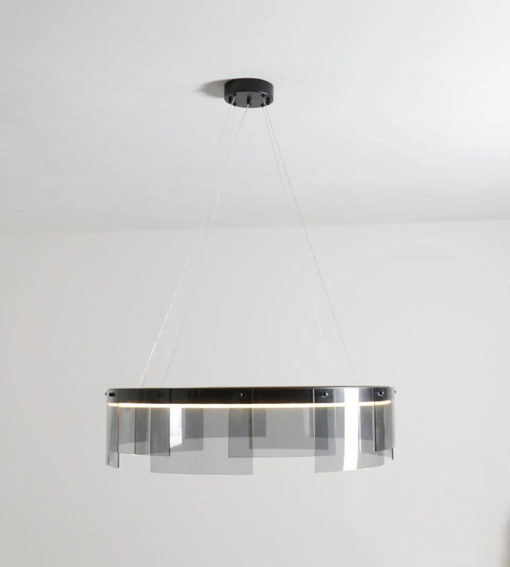 Lustra Chandelier LED Ring Black Glass Modern - Image 20