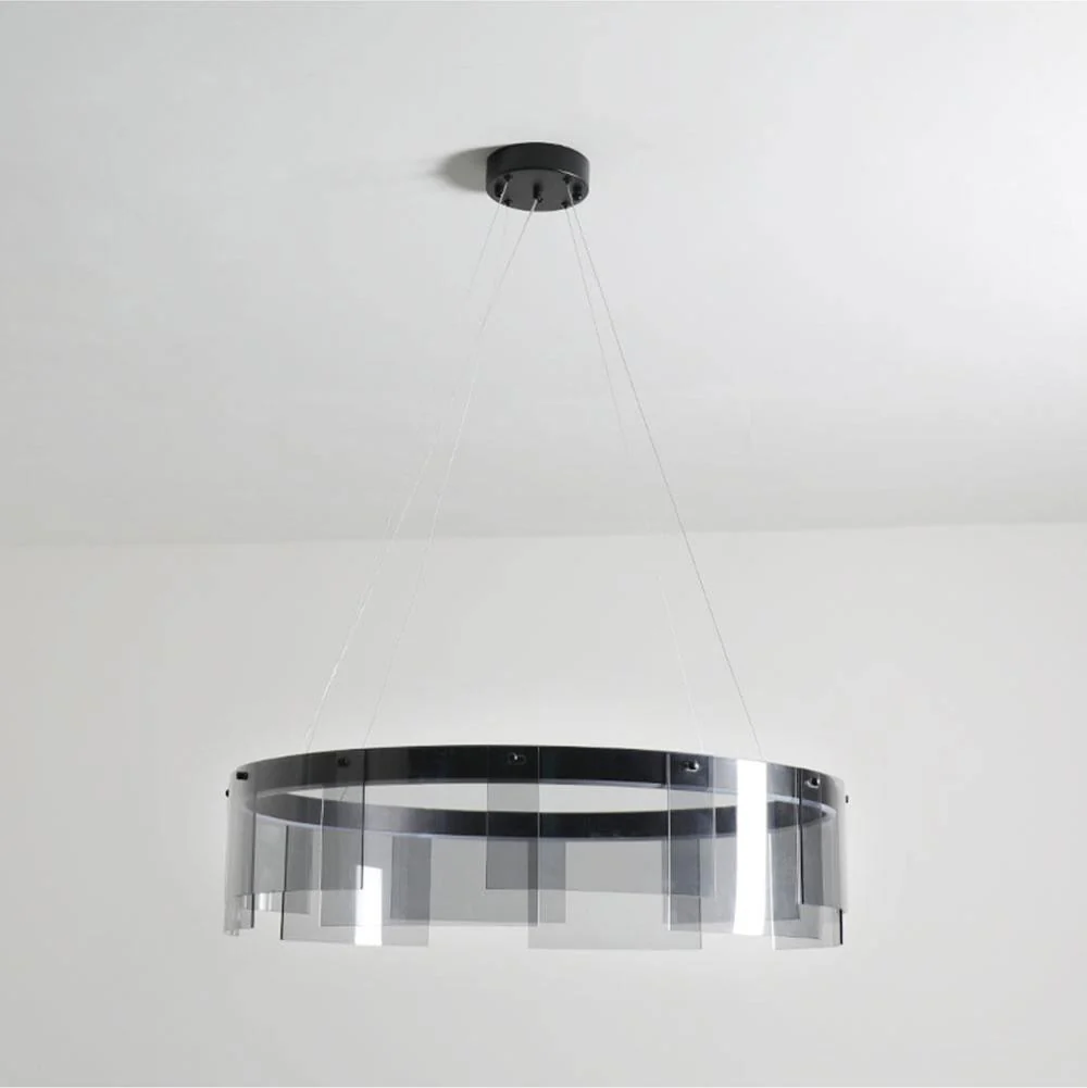 Lustra Chandelier LED Ring Black Glass Modern - Image 22