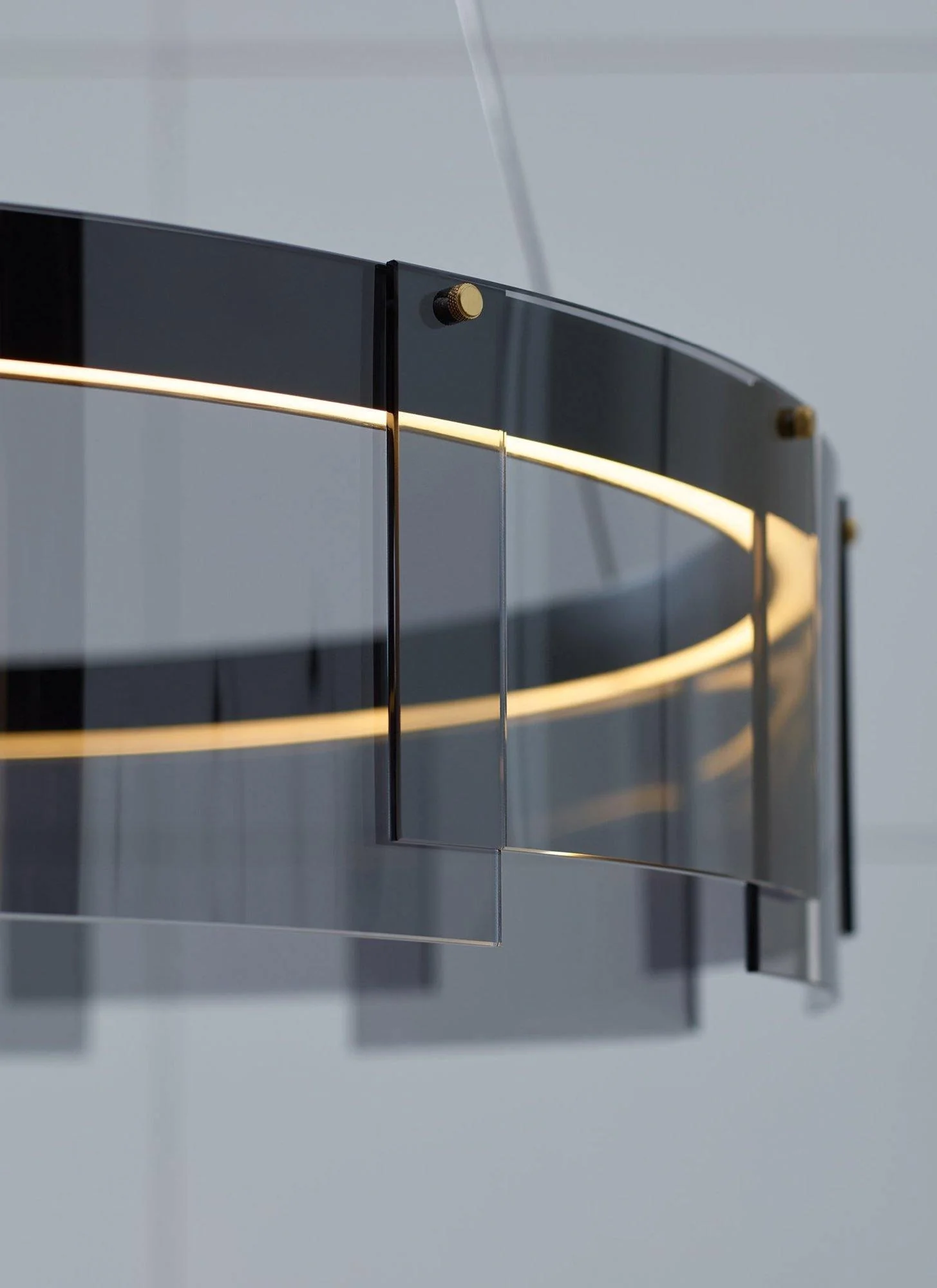 Lustra Chandelier LED Ring Black Glass Modern - Image 23