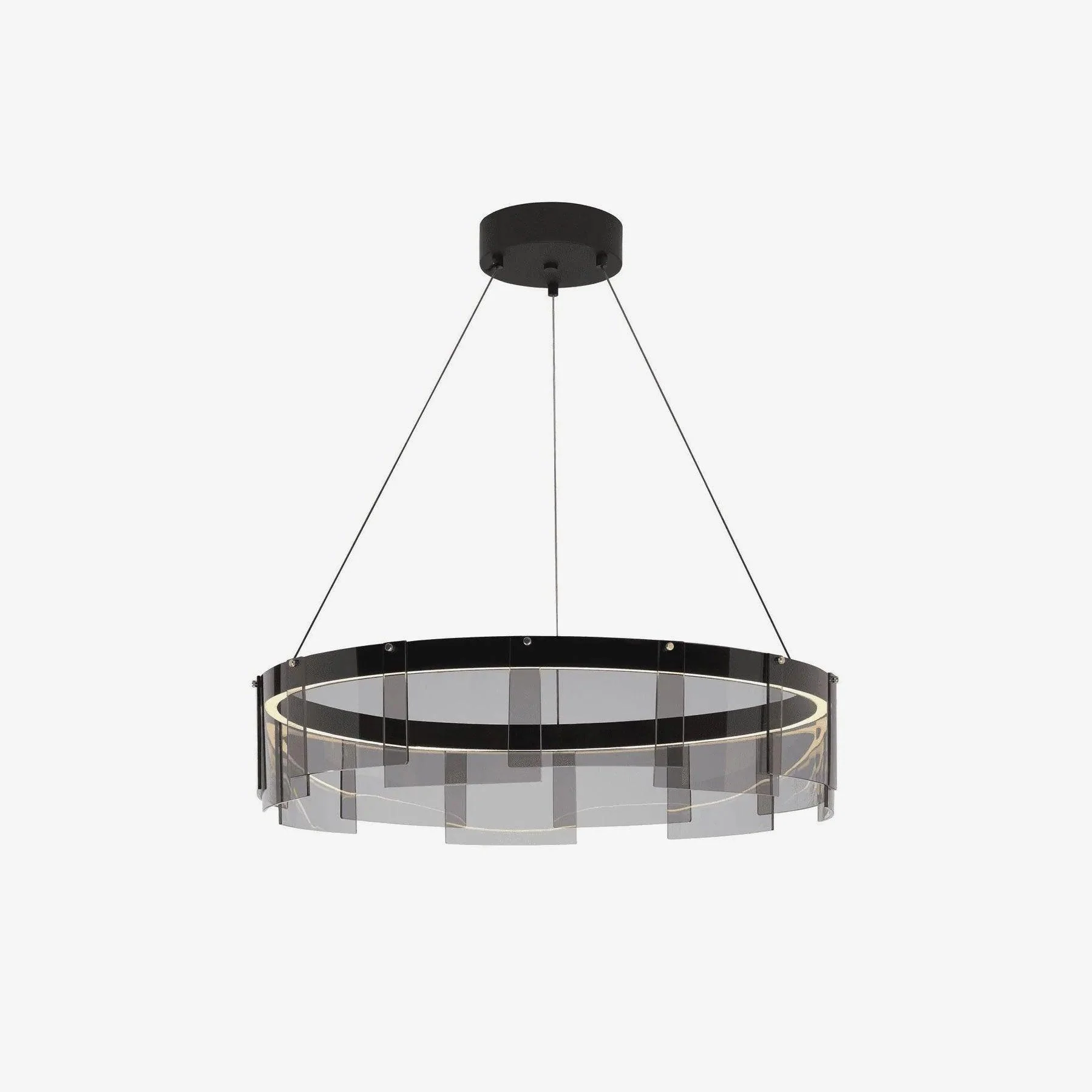 Lustra Chandelier LED Ring Black Glass Modern - Image 27