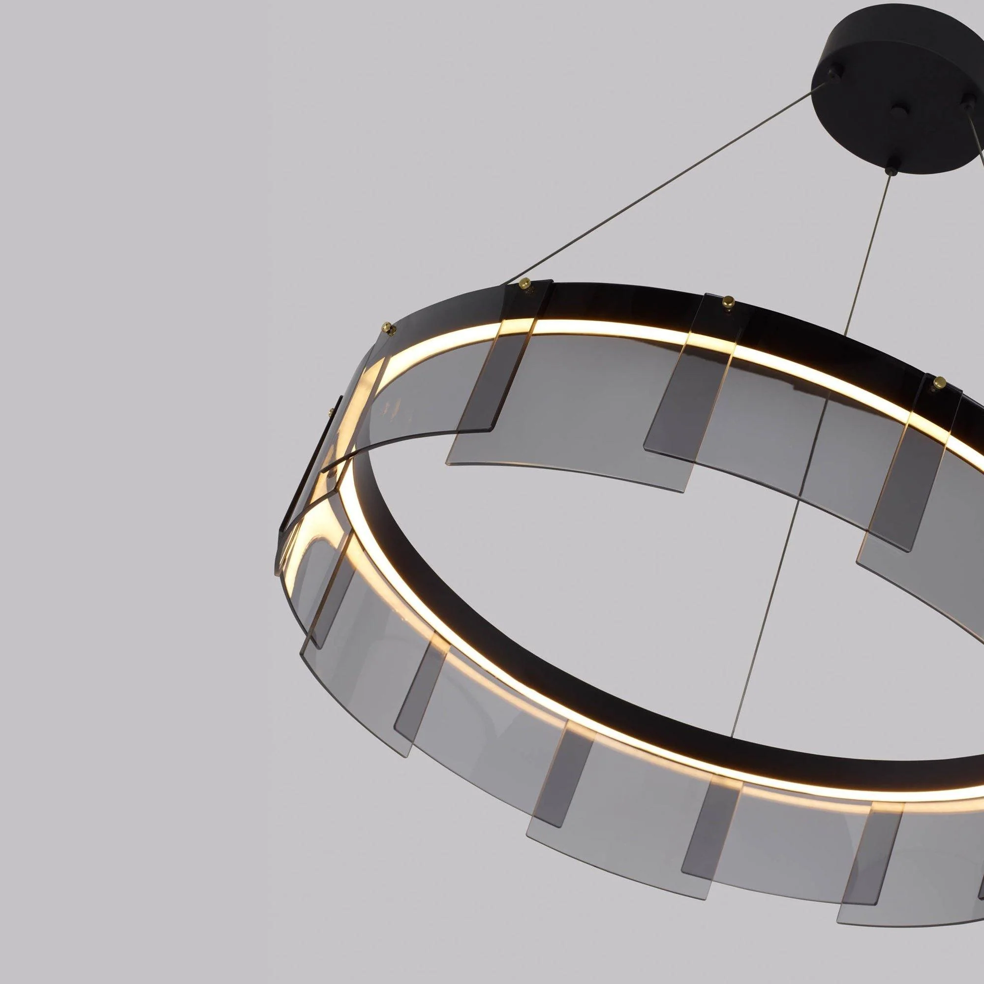 Lustra Chandelier LED Ring Black Glass Modern - Image 29