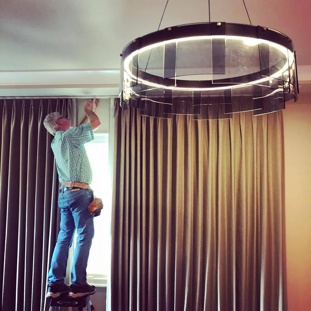 Lustra Chandelier LED Ring Black Glass Modern - Image 32