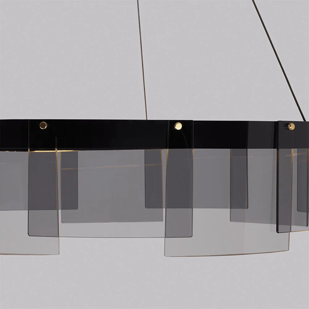 Lustra Chandelier LED Ring Black Glass Modern - Image 34