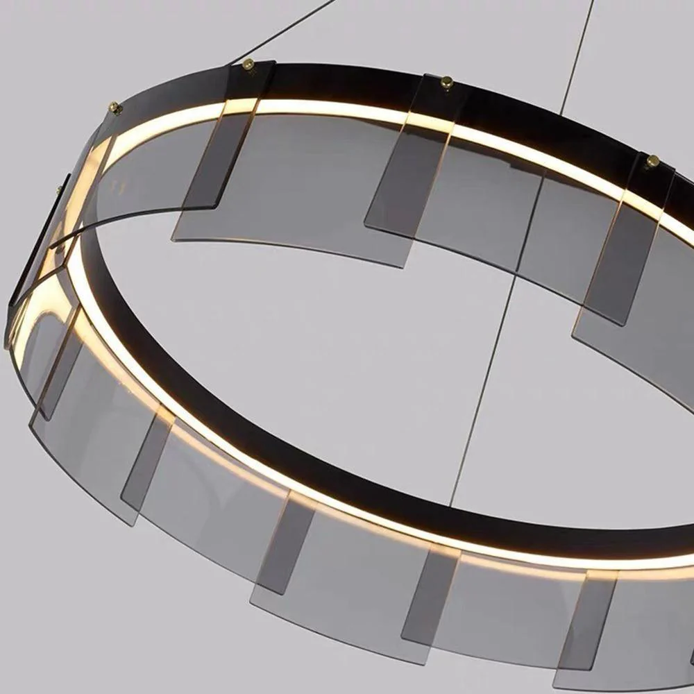 Lustra Chandelier LED Ring Black Glass Modern - Image 7