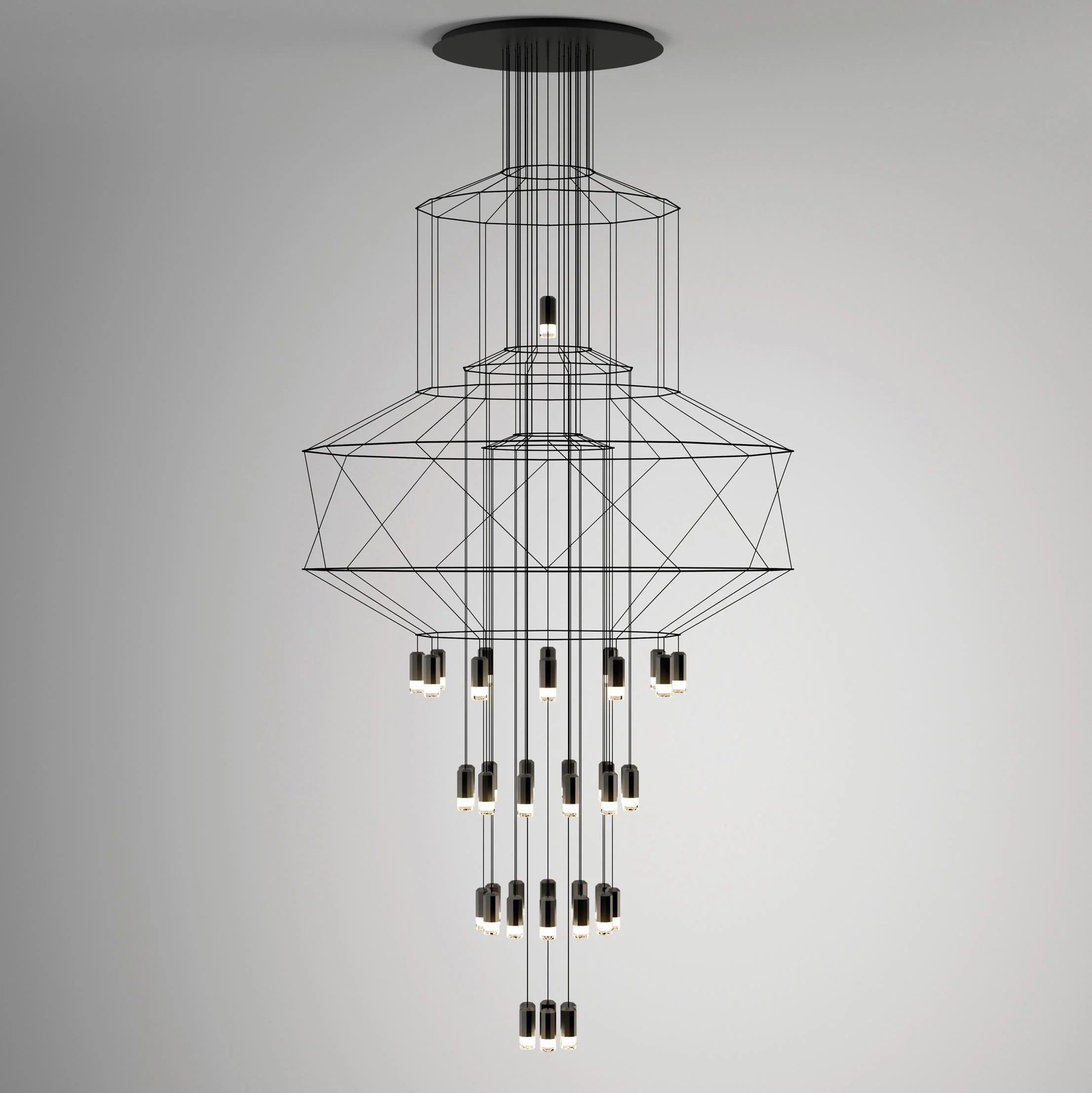Lustra Chandelier Lines Black Wireframe LED - Image 11