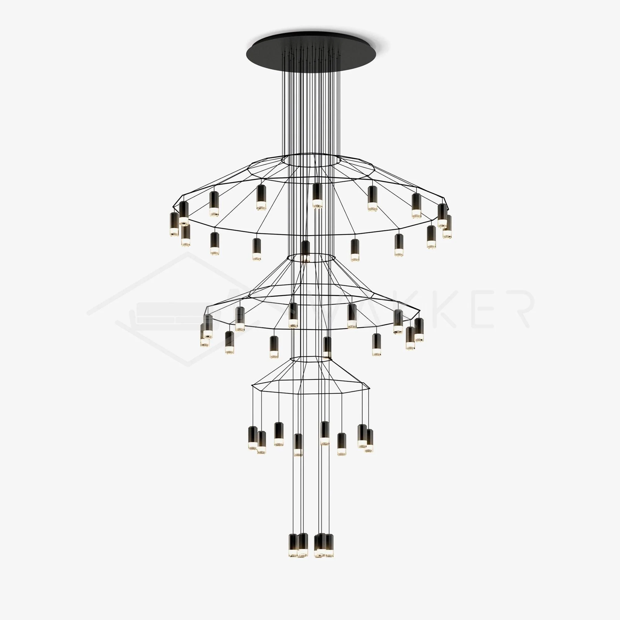 Lustra Chandelier Lines Black Wireframe LED - Image 5