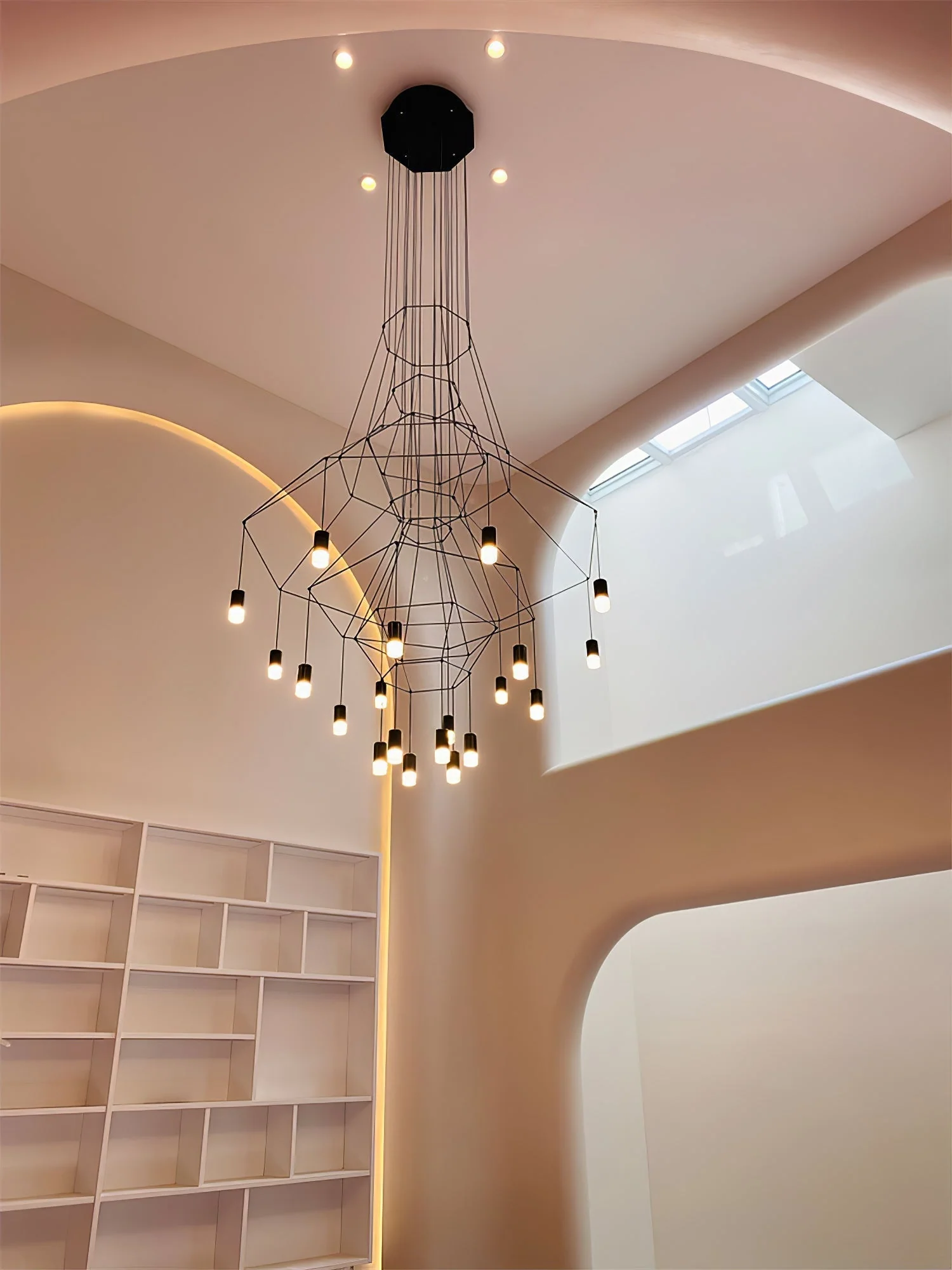 Lustra Chandelier Lines Black Wireframe LED - Image 68
