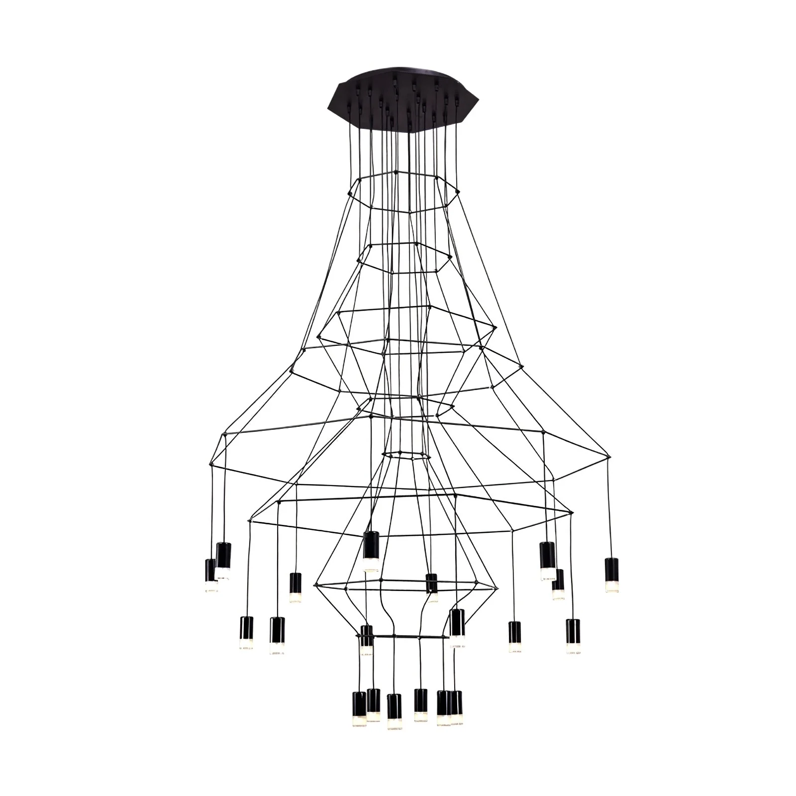 Lustra Chandelier Lines Black Wireframe LED - Image 70