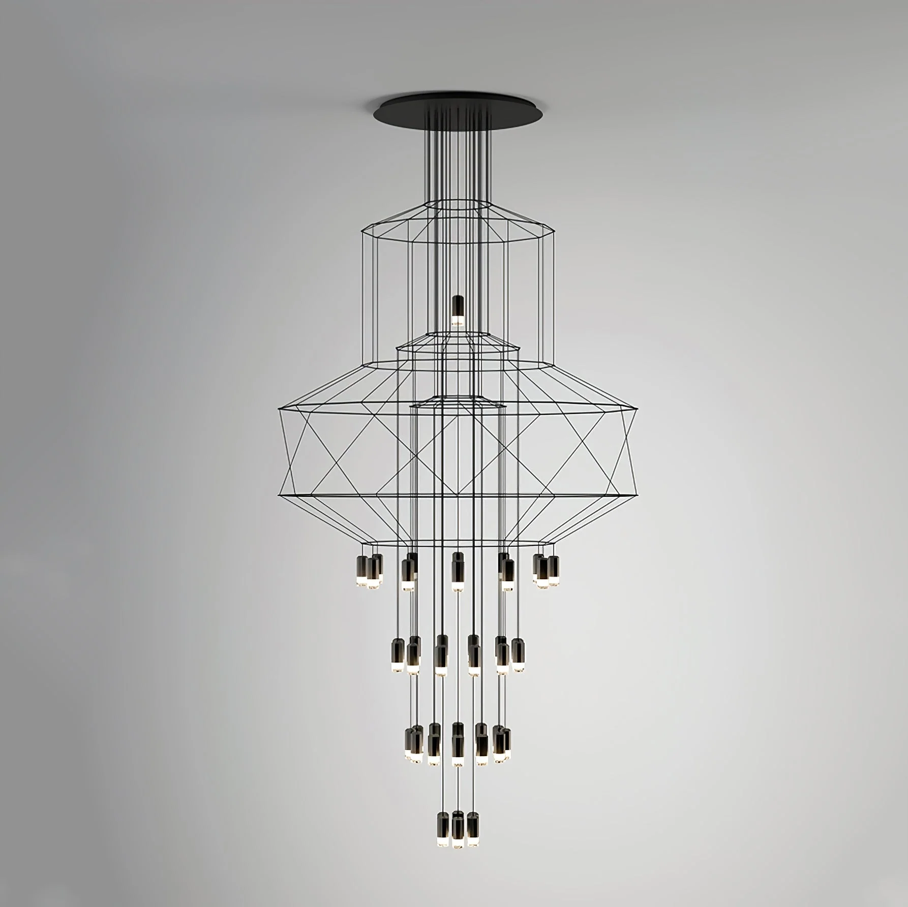 Lustra Chandelier Lines Black Wireframe LED - Image 71