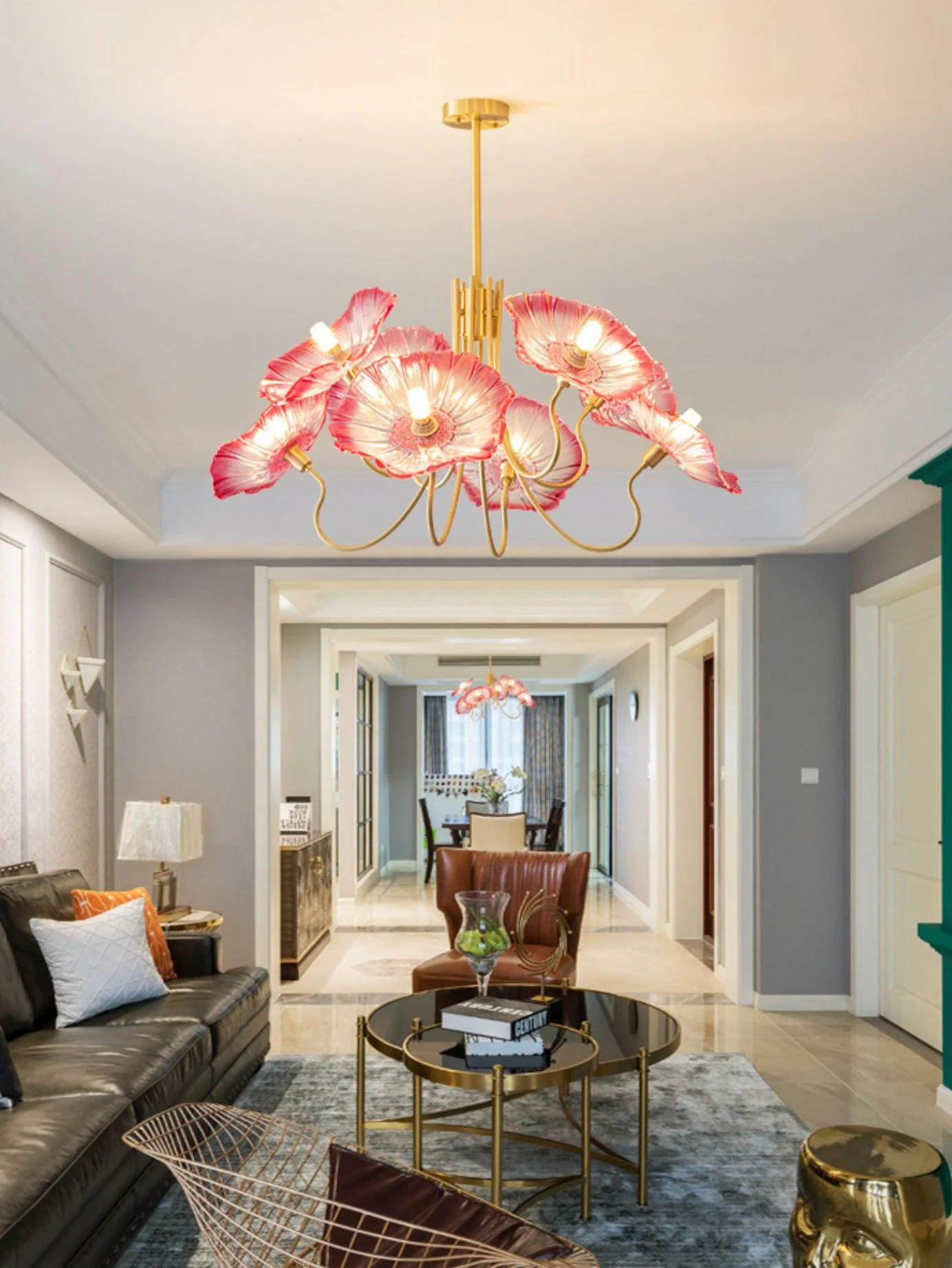 Lustra Chandelier Lotus Leaf Glass - Image 15
