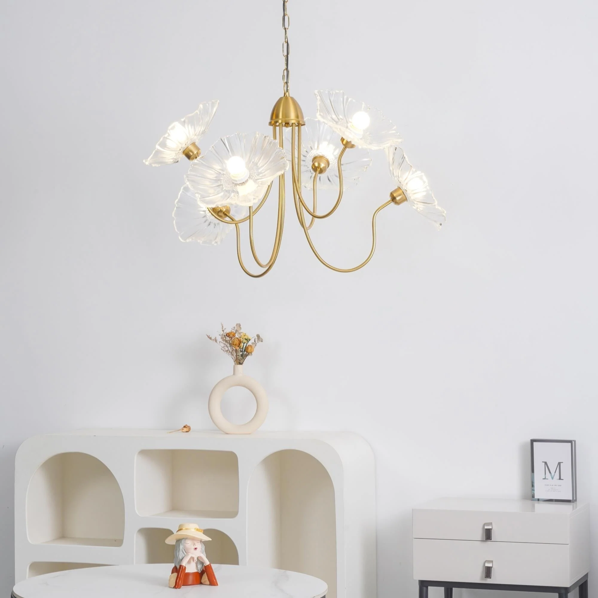 Lustra Chandelier Lotus Leaf Glass - Image 34