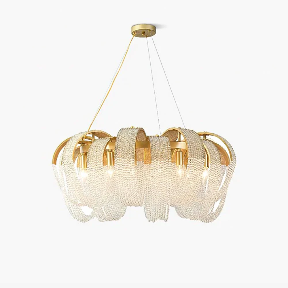 Lustra Chandelier Mesh Crystal Gold Waterfall Sparkle - Image 10