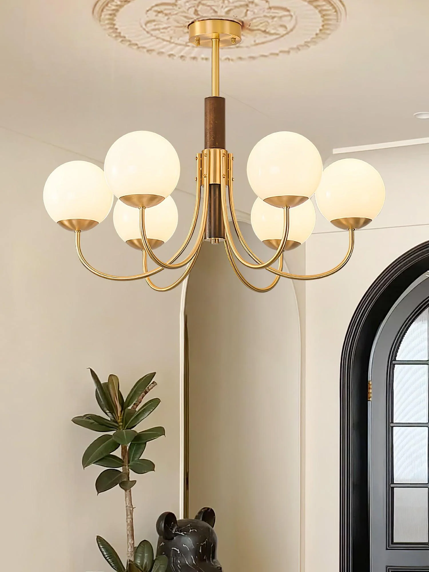 Lustra Chandelier Midas Touch Walnut Sphere Brass - Image 12