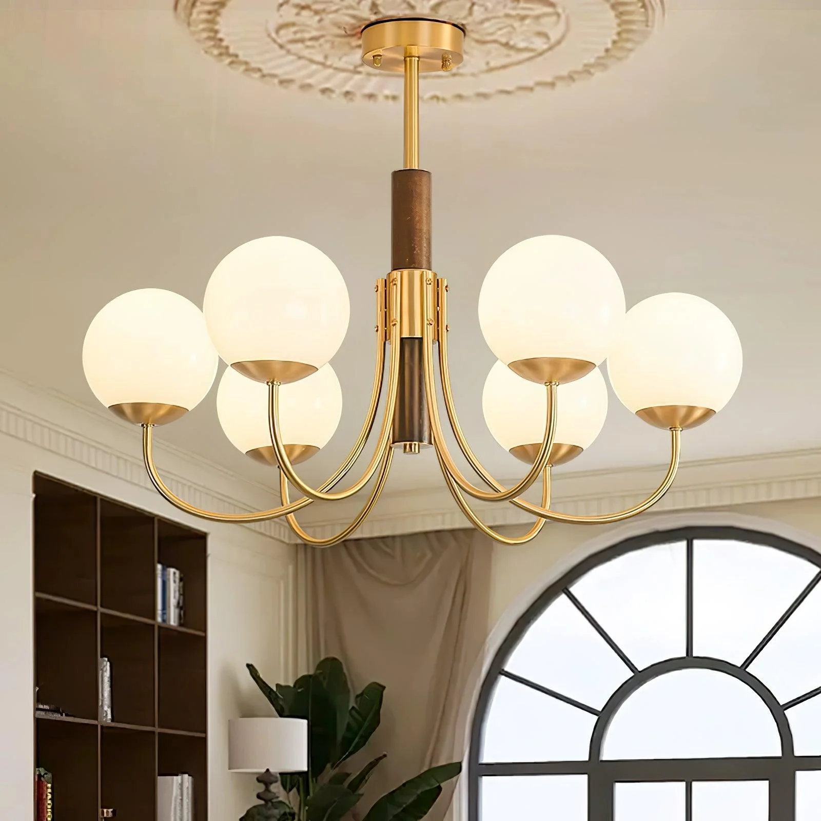 Lustra Chandelier Midas Touch Walnut Sphere Brass - Image 13