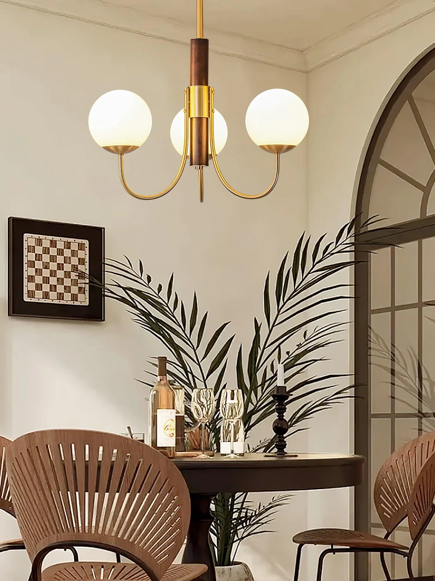 Lustra Chandelier Midas Touch Walnut Sphere Brass - Image 15