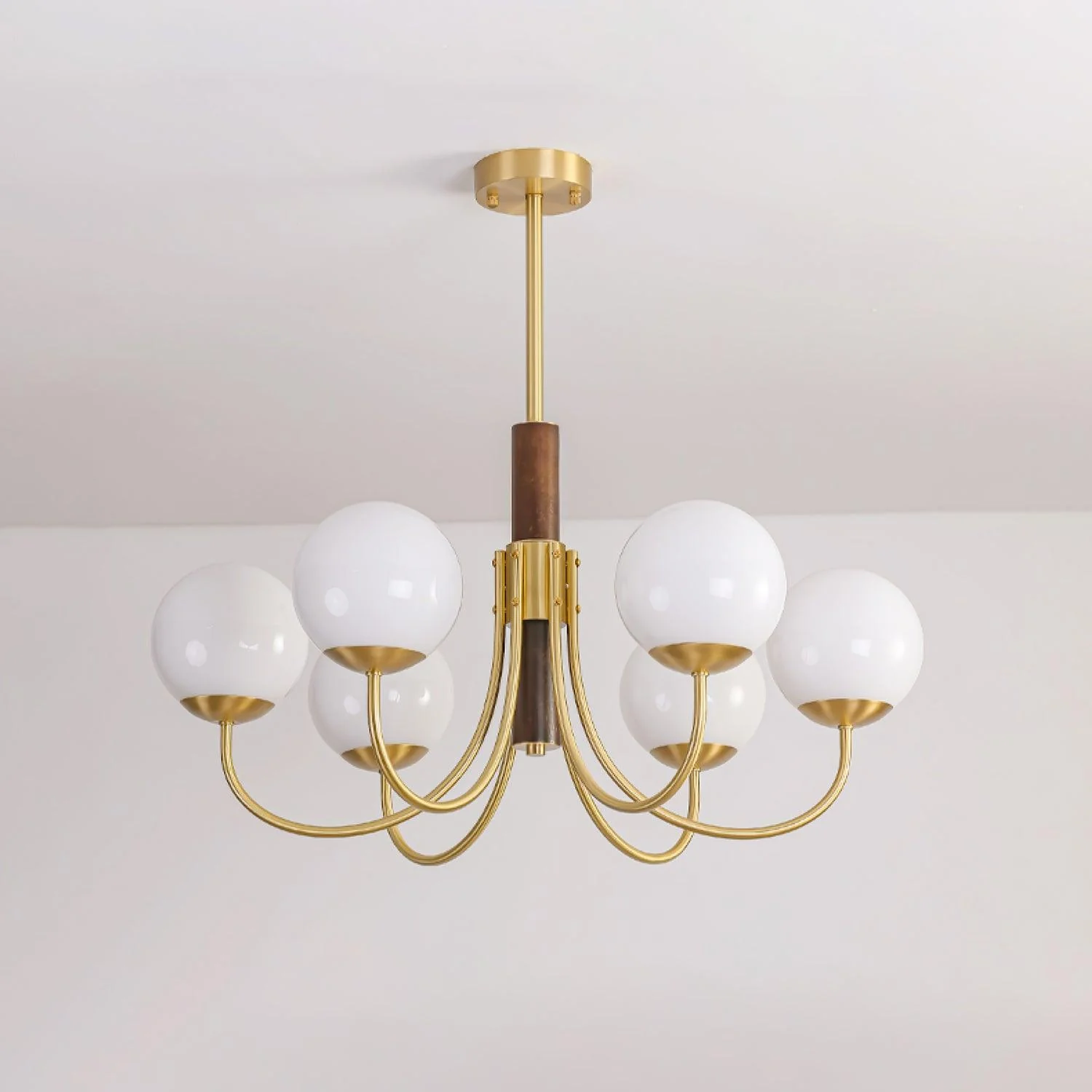 Lustra Chandelier Midas Touch Walnut Sphere Brass - Image 17