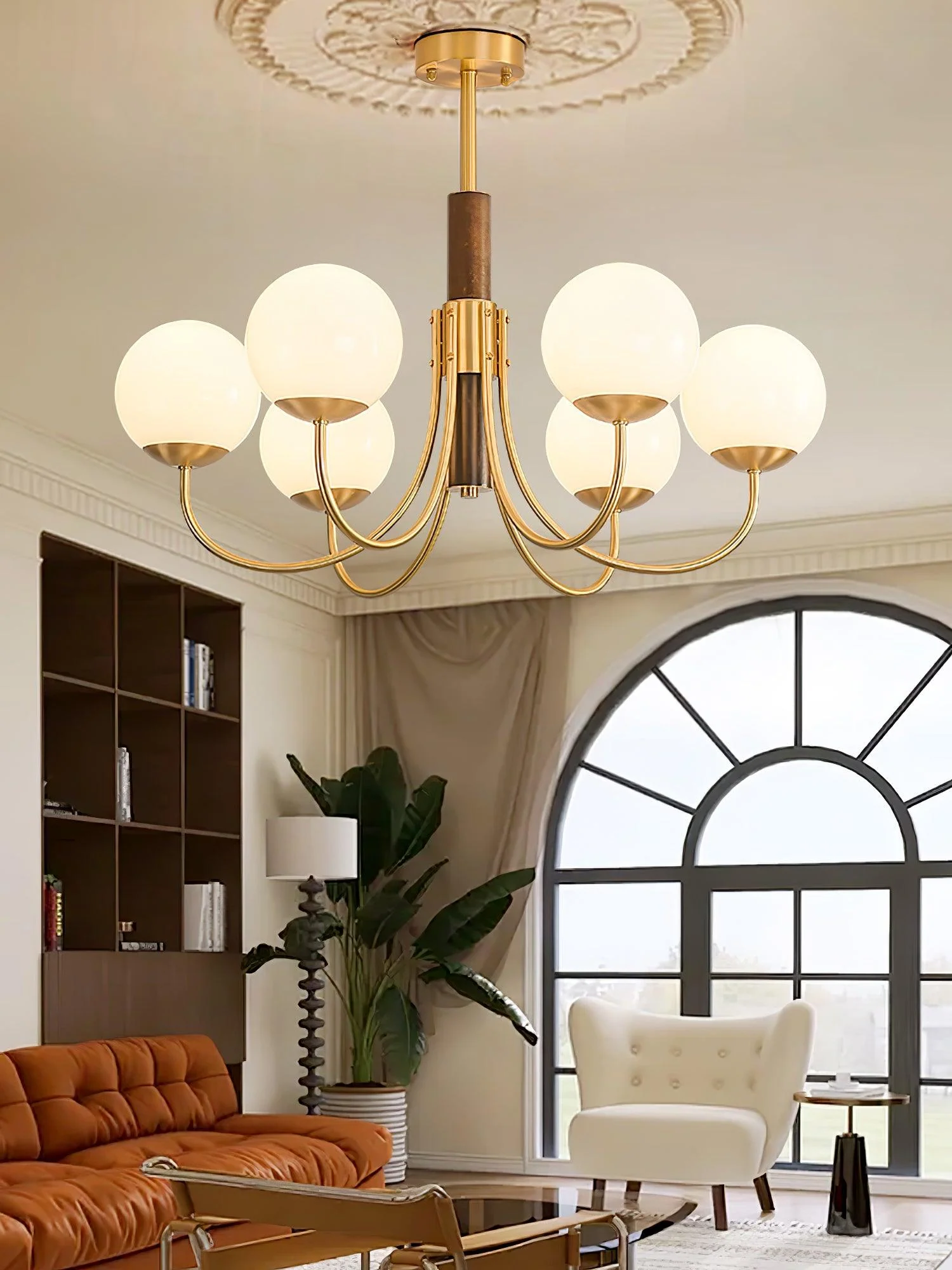 Lustra Chandelier Midas Touch Walnut Sphere Brass - Image 18