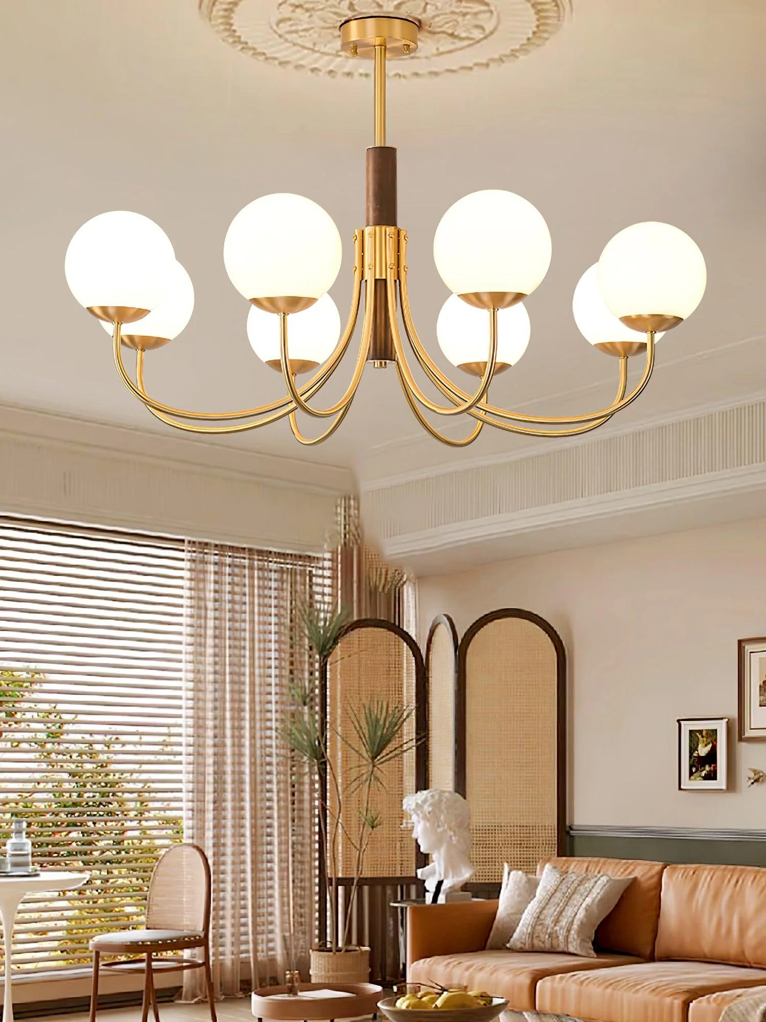 Lustra Chandelier Midas Touch Walnut Sphere Brass - Image 22