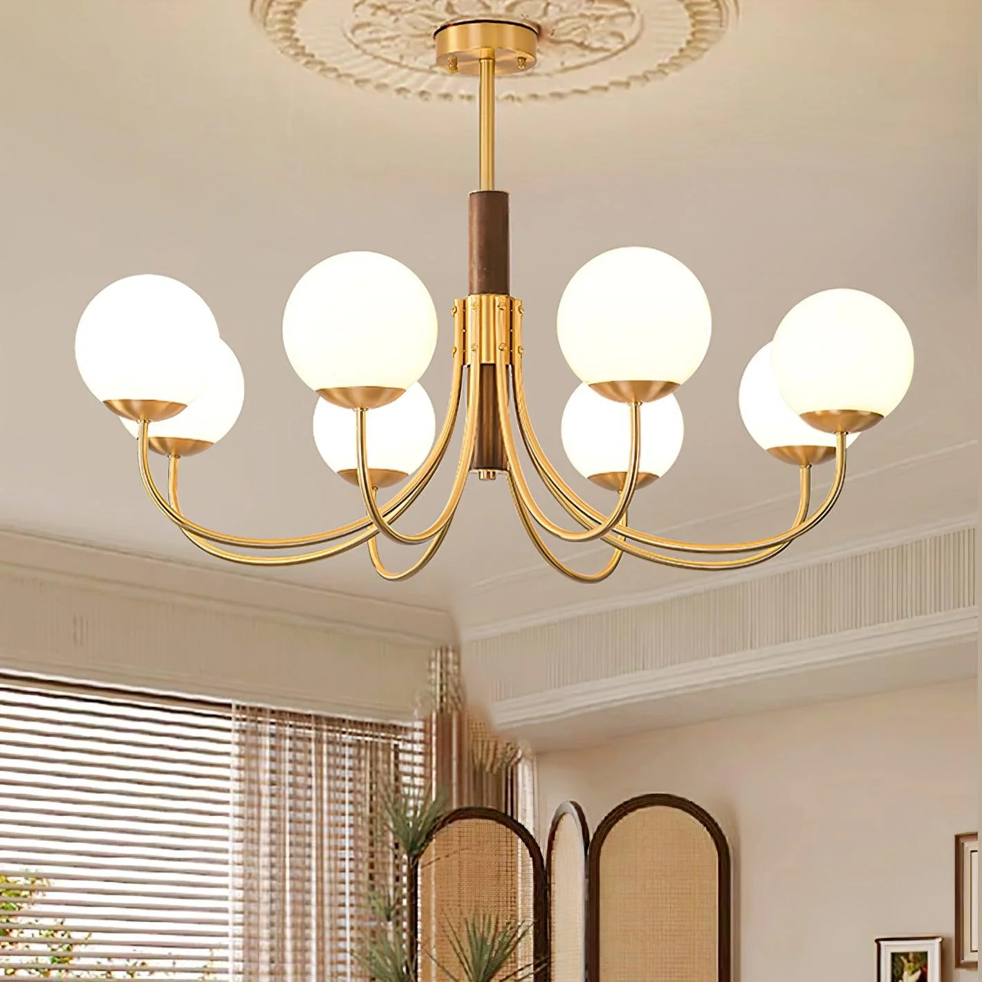 Lustra Chandelier Midas Touch Walnut Sphere Brass - Image 23