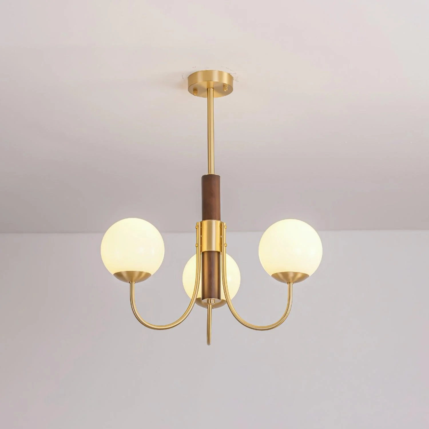 Lustra Chandelier Midas Touch Walnut Sphere Brass - Image 3