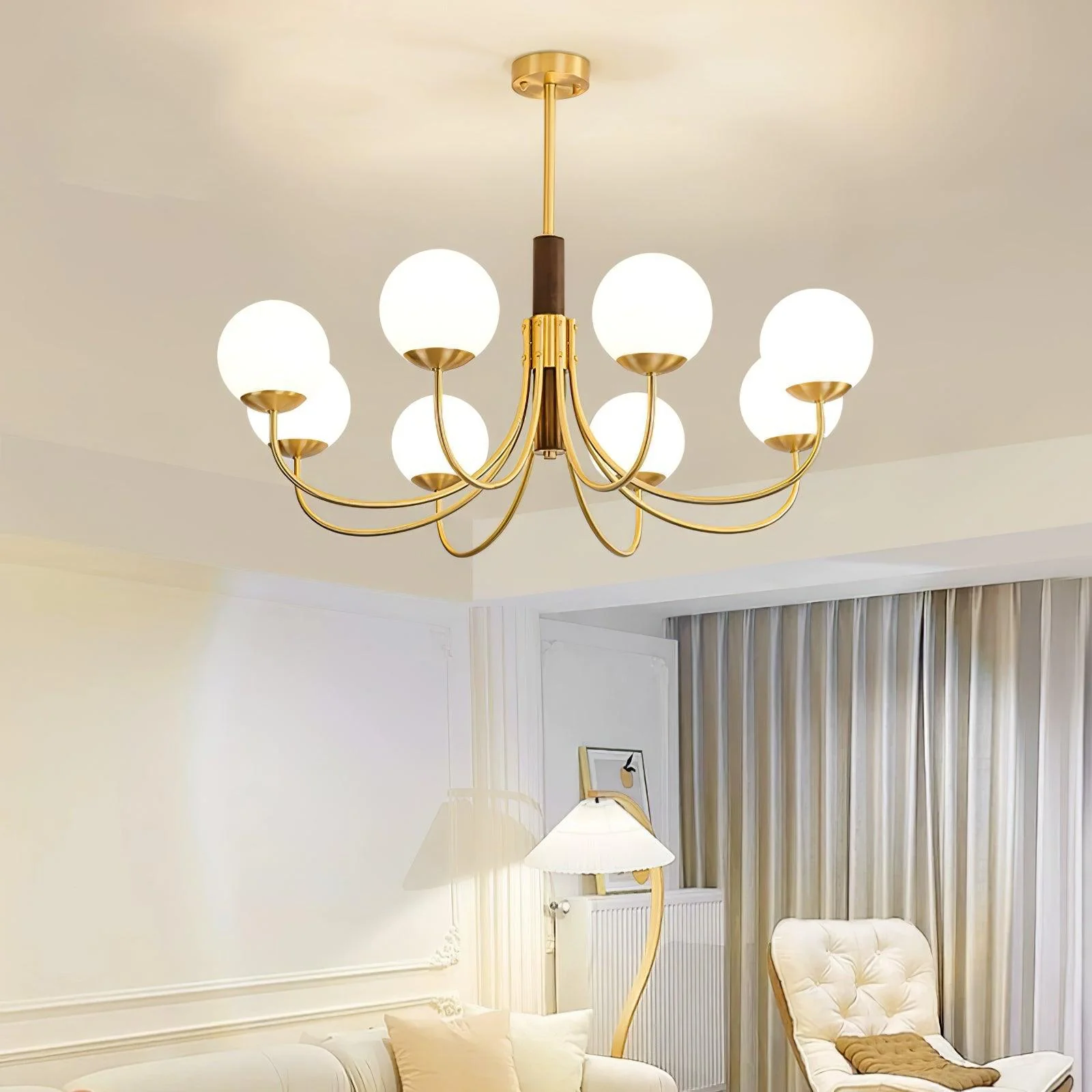 Lustra Chandelier Midas Touch Walnut Sphere Brass - Image 4
