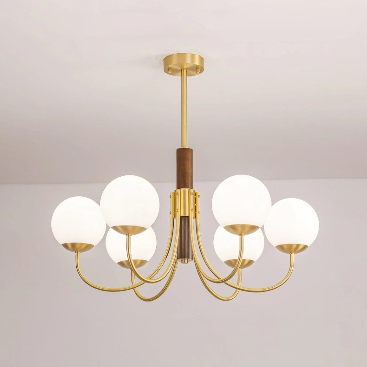 Lustra Chandelier Midas Touch Walnut Sphere Brass - Image 6