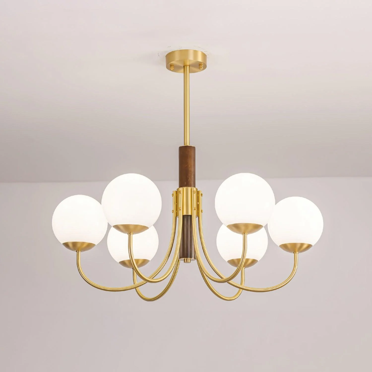 Lustra Chandelier Midas Touch Walnut Sphere Brass - Image 8
