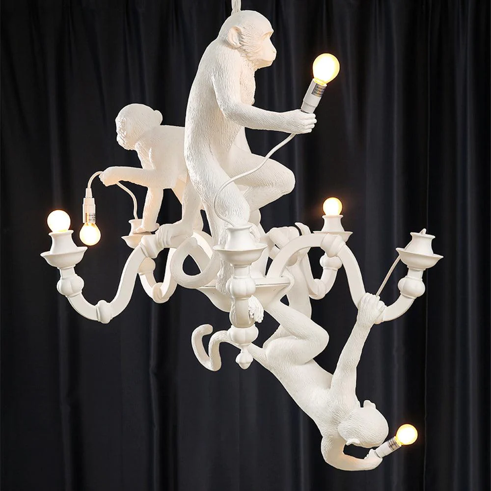 Lustra Chandelier Monkey Black Playful Sculpture - Image 31