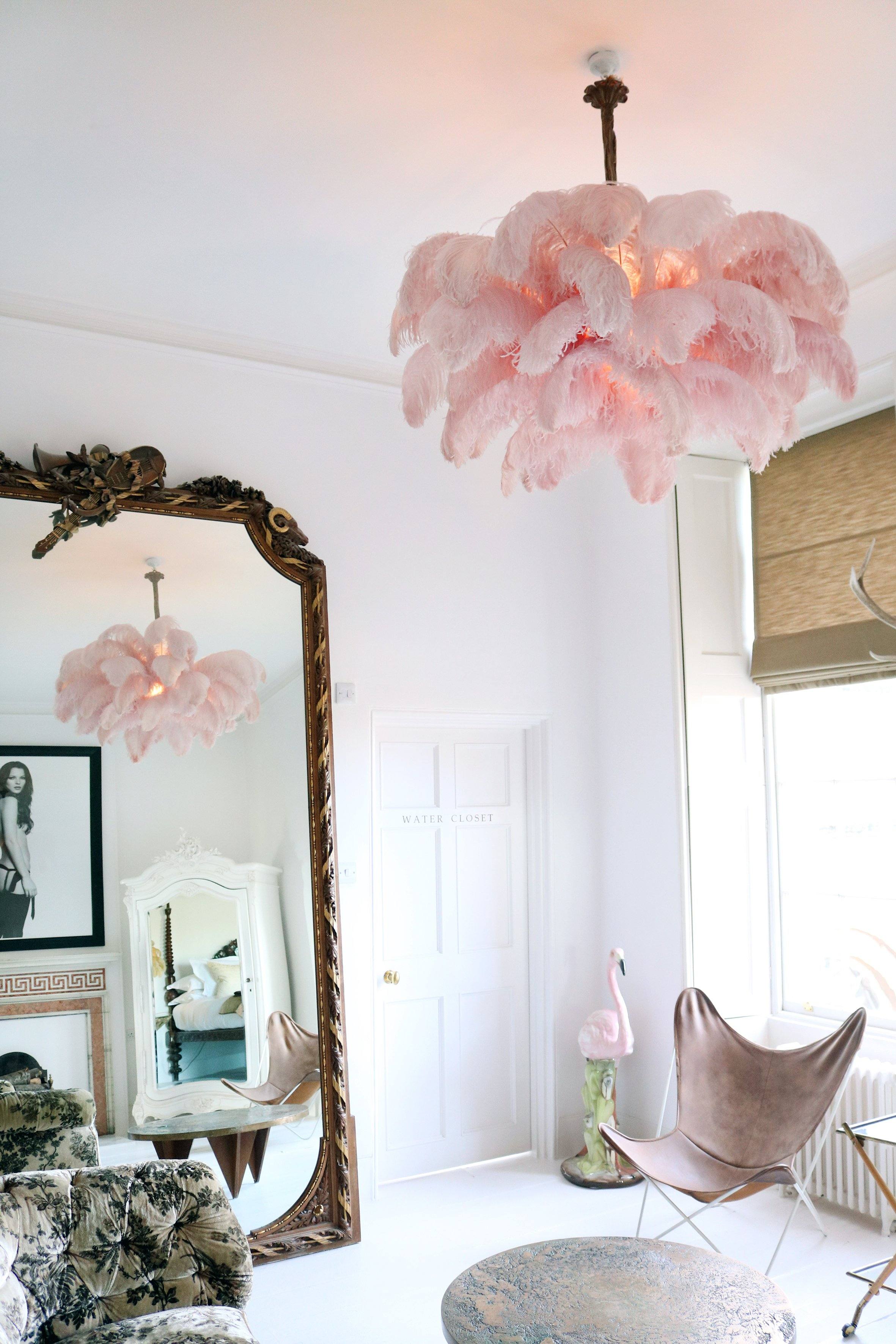 Lustra Chandelier Ostrich Feather Large Brass Stem - Image 130