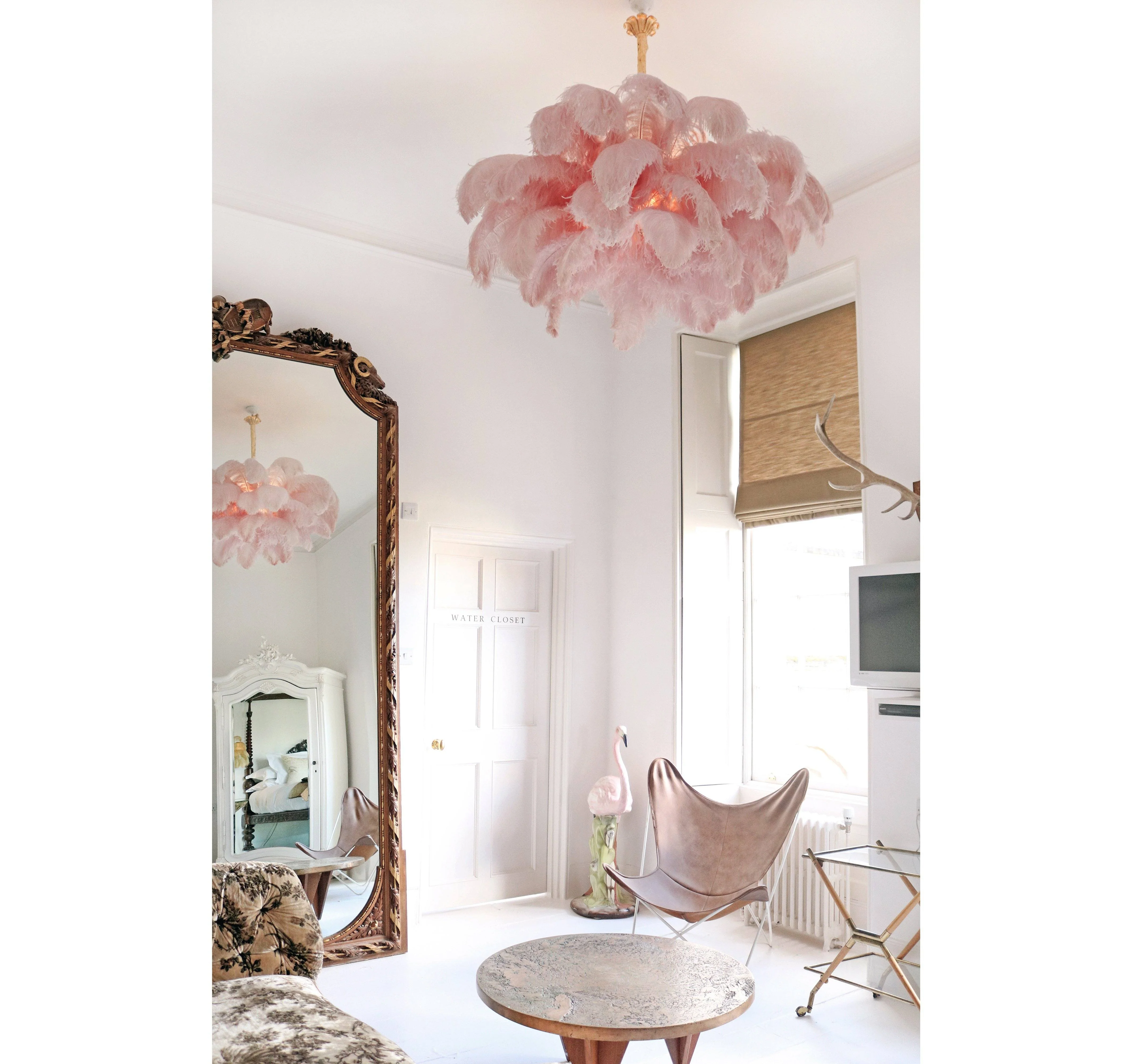 Lustra Chandelier Ostrich Feather Large Brass Stem - Image 155