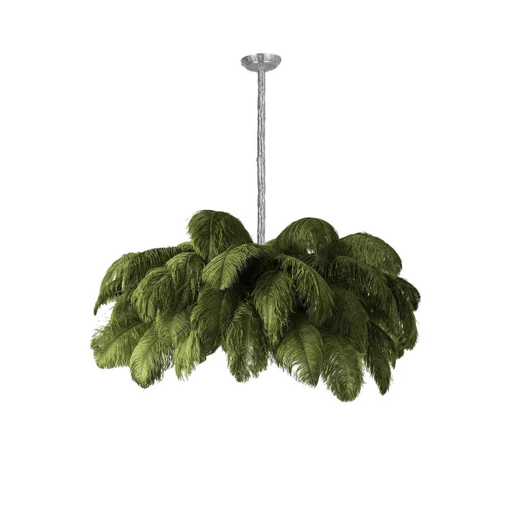 Lustra Chandelier Ostrich Feather Large Brass Stem - Image 204