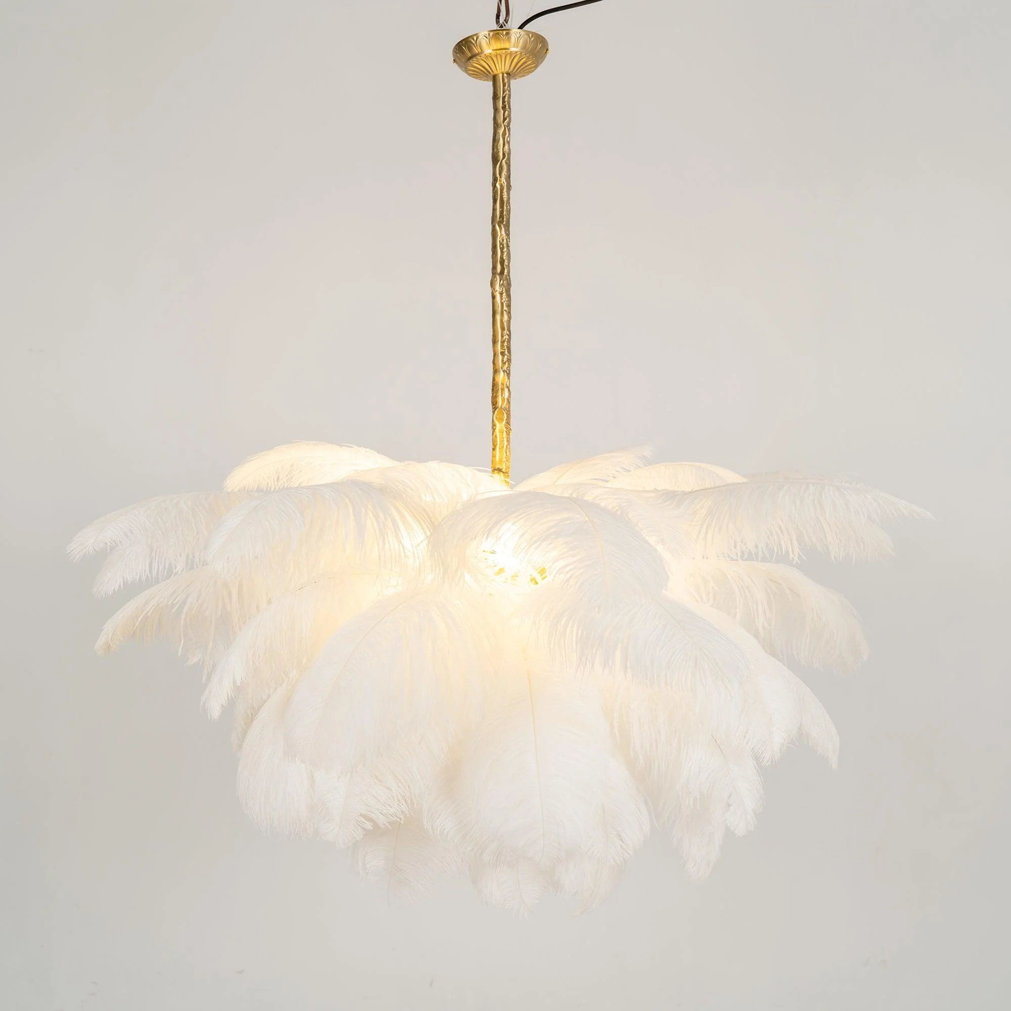 Lustra Chandelier Ostrich Feather Large Brass Stem - Image 82