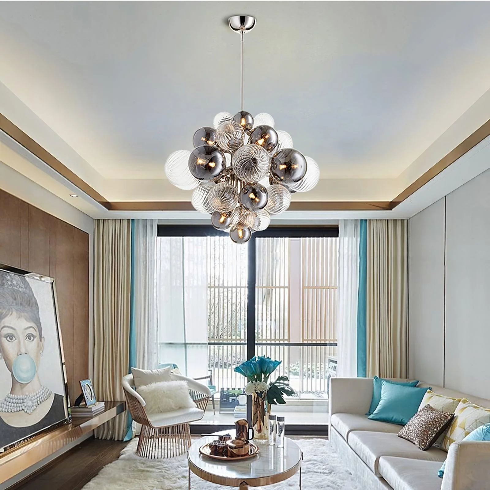 Lustra Chandelier Pallocino Chrome Glass Ball - Image 17