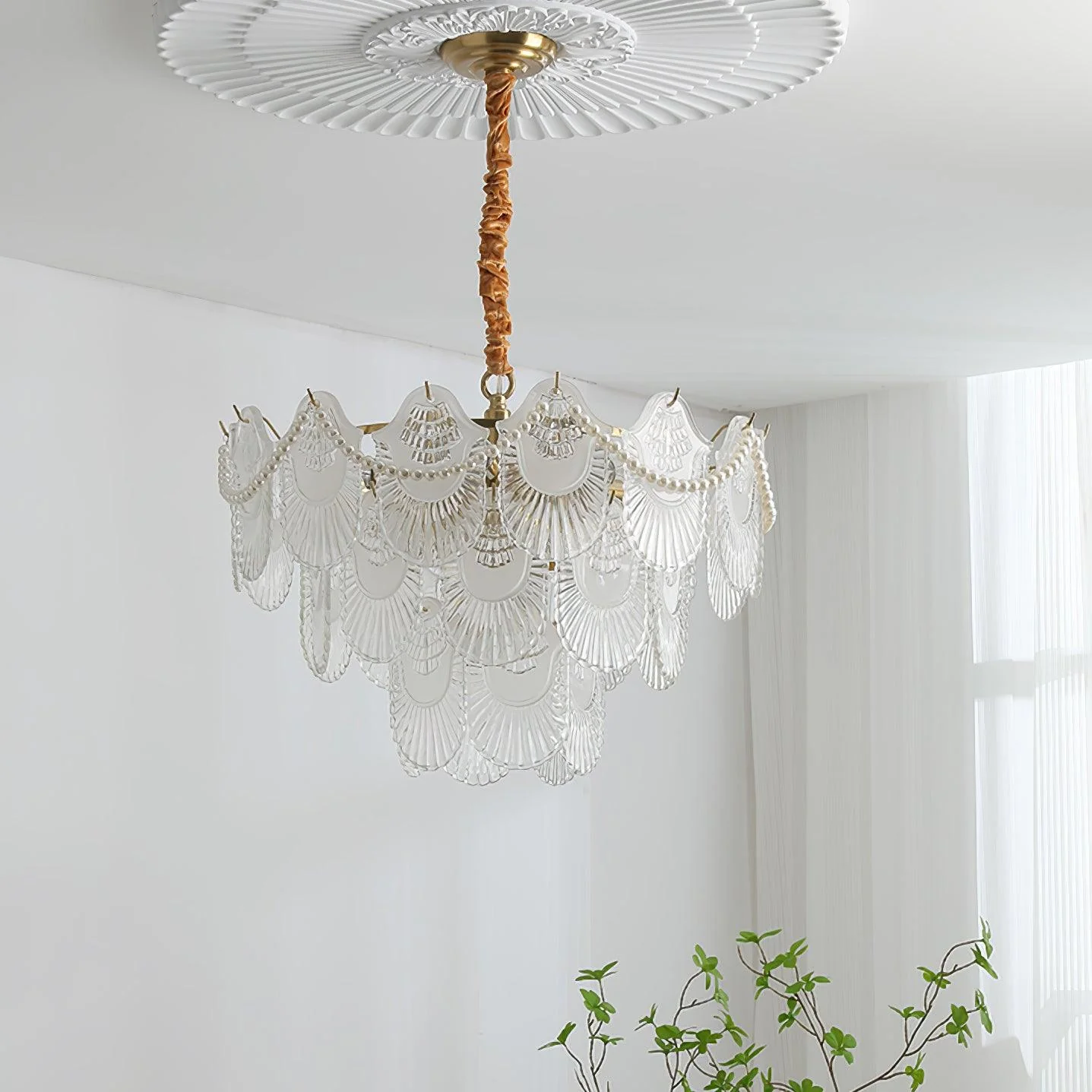 Lustra Chandelier Pearl Glass Shell - Image 23