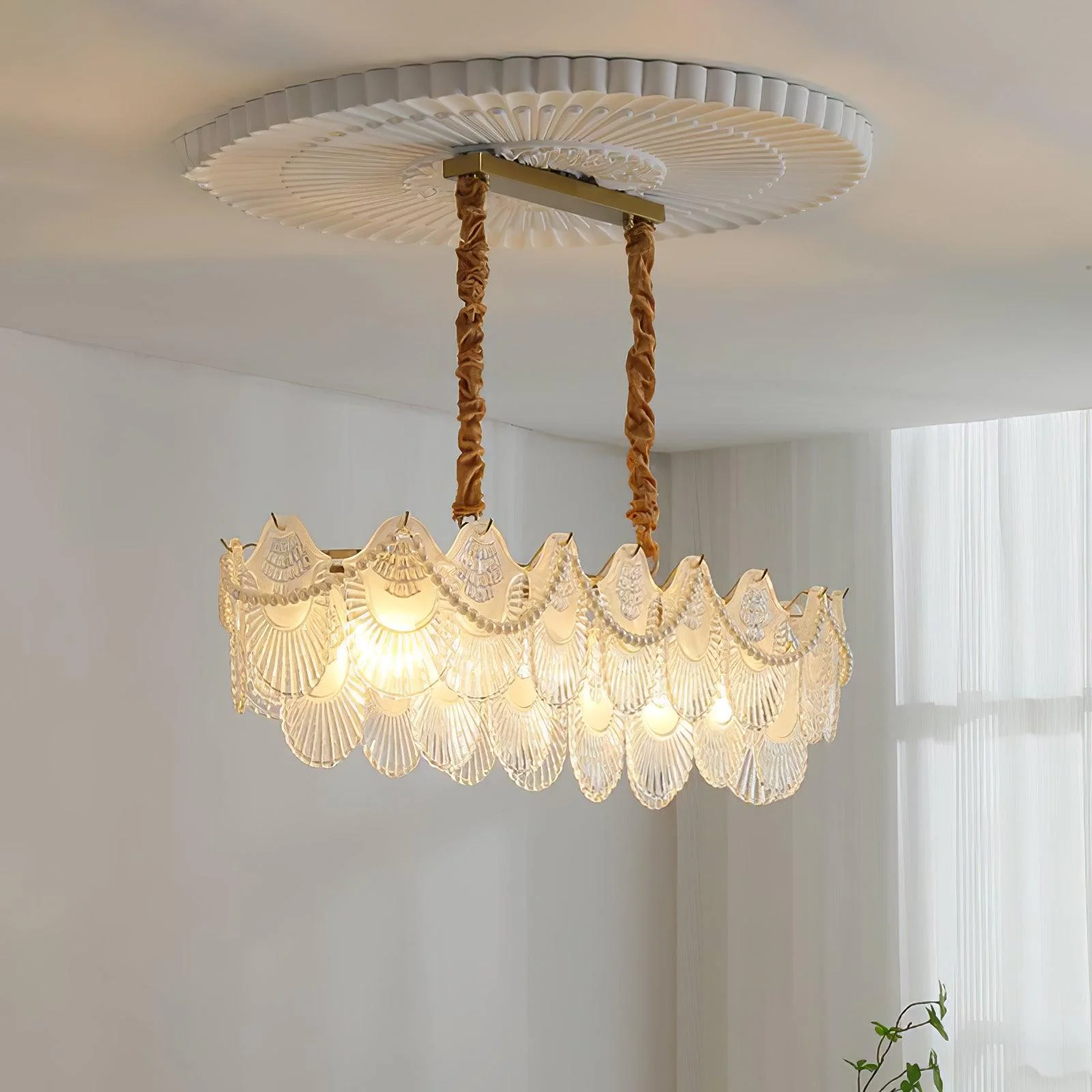 Lustra Chandelier Pearl Glass Shell - Image 25