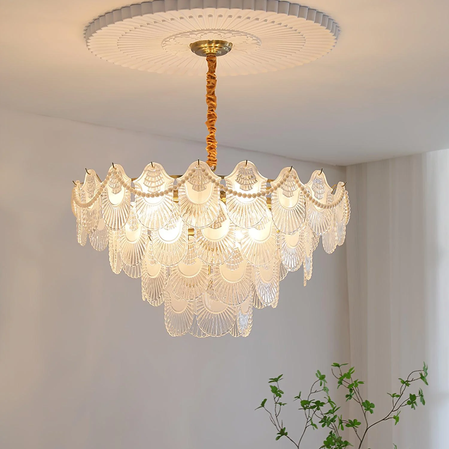 Lustra Chandelier Pearl Glass Shell - Image 29