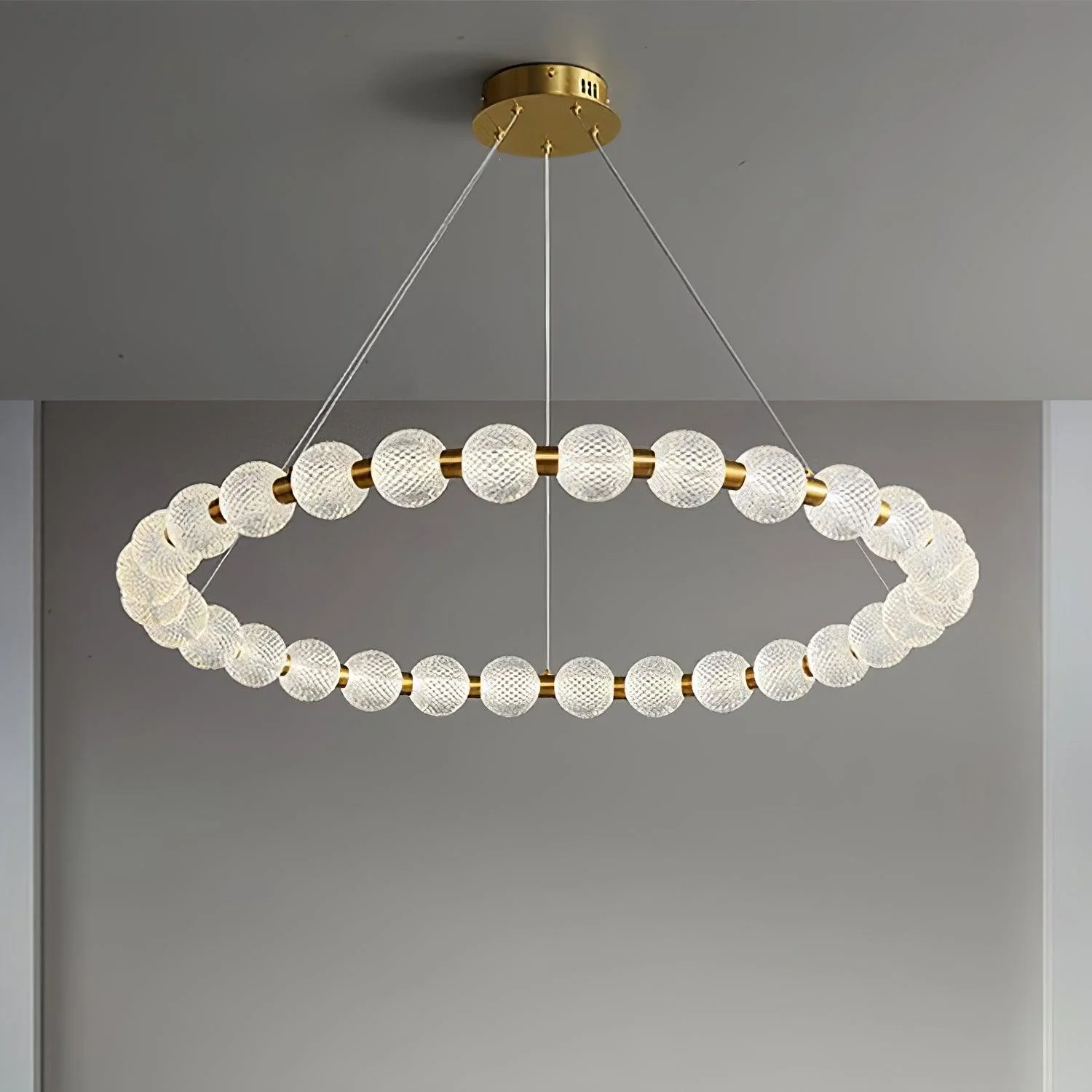 Lustra Chandelier Pearl Gold Ring Elegant - Image 11