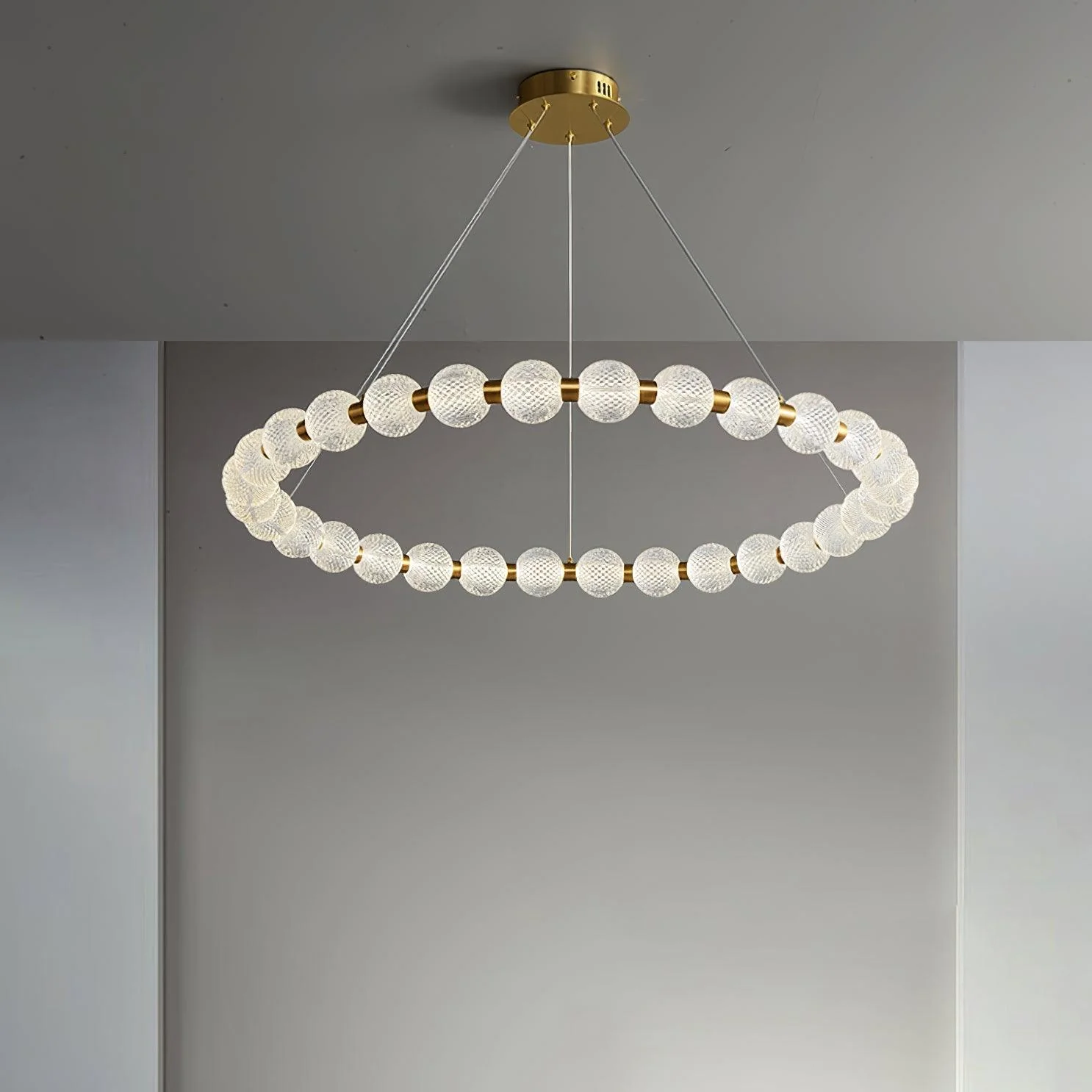 Lustra Chandelier Pearl Gold Ring Elegant - Image 20