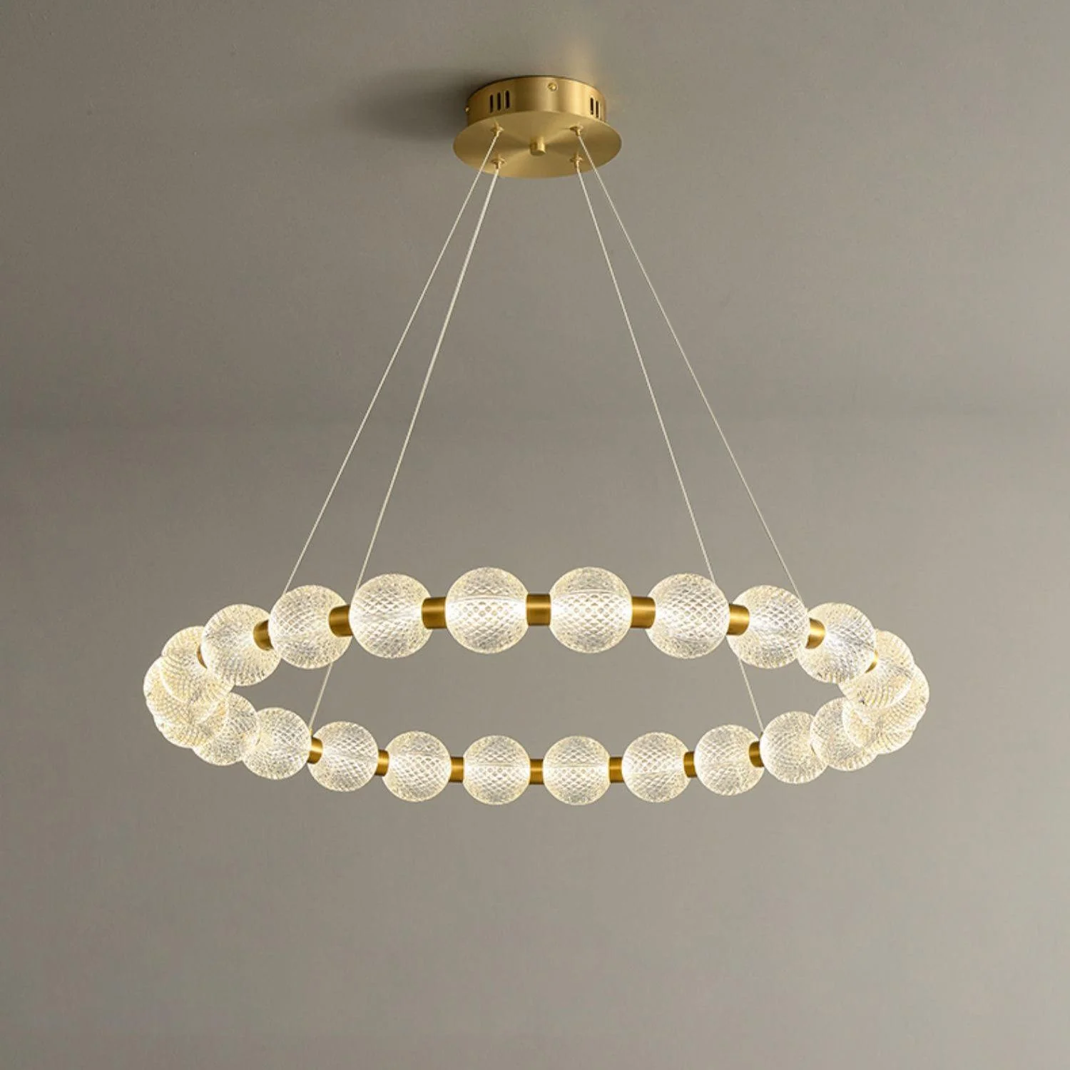 Lustra Chandelier Pearl Gold Ring Elegant - Image 22