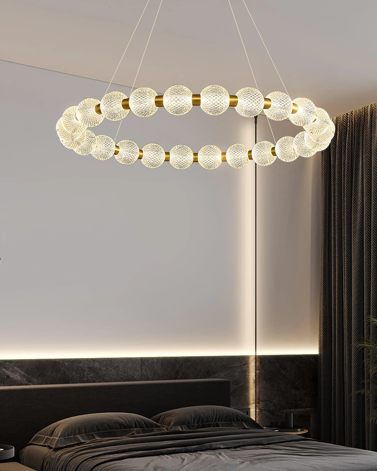 Lustra Chandelier Pearl Gold Ring Elegant - Image 30