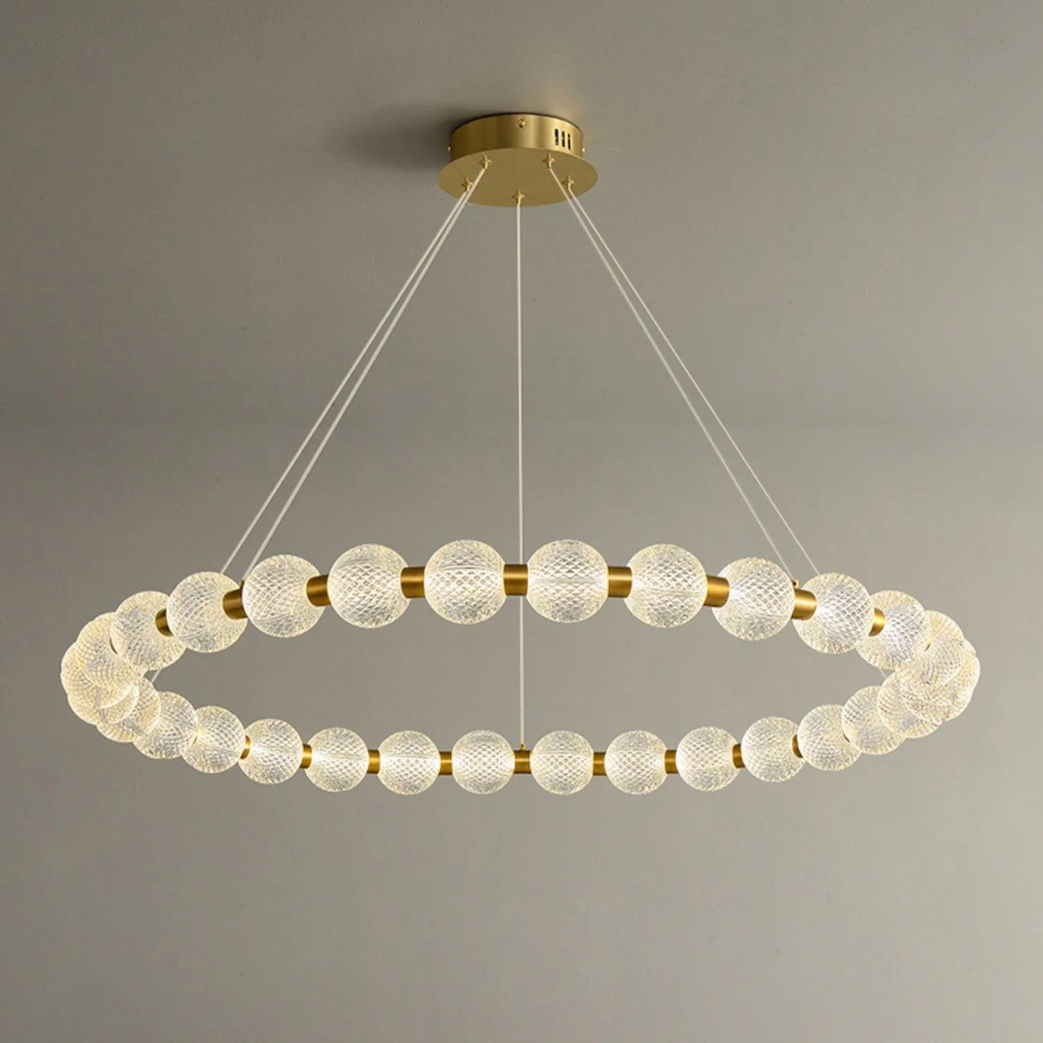 Lustra Chandelier Pearl Gold Ring Elegant - Image 5