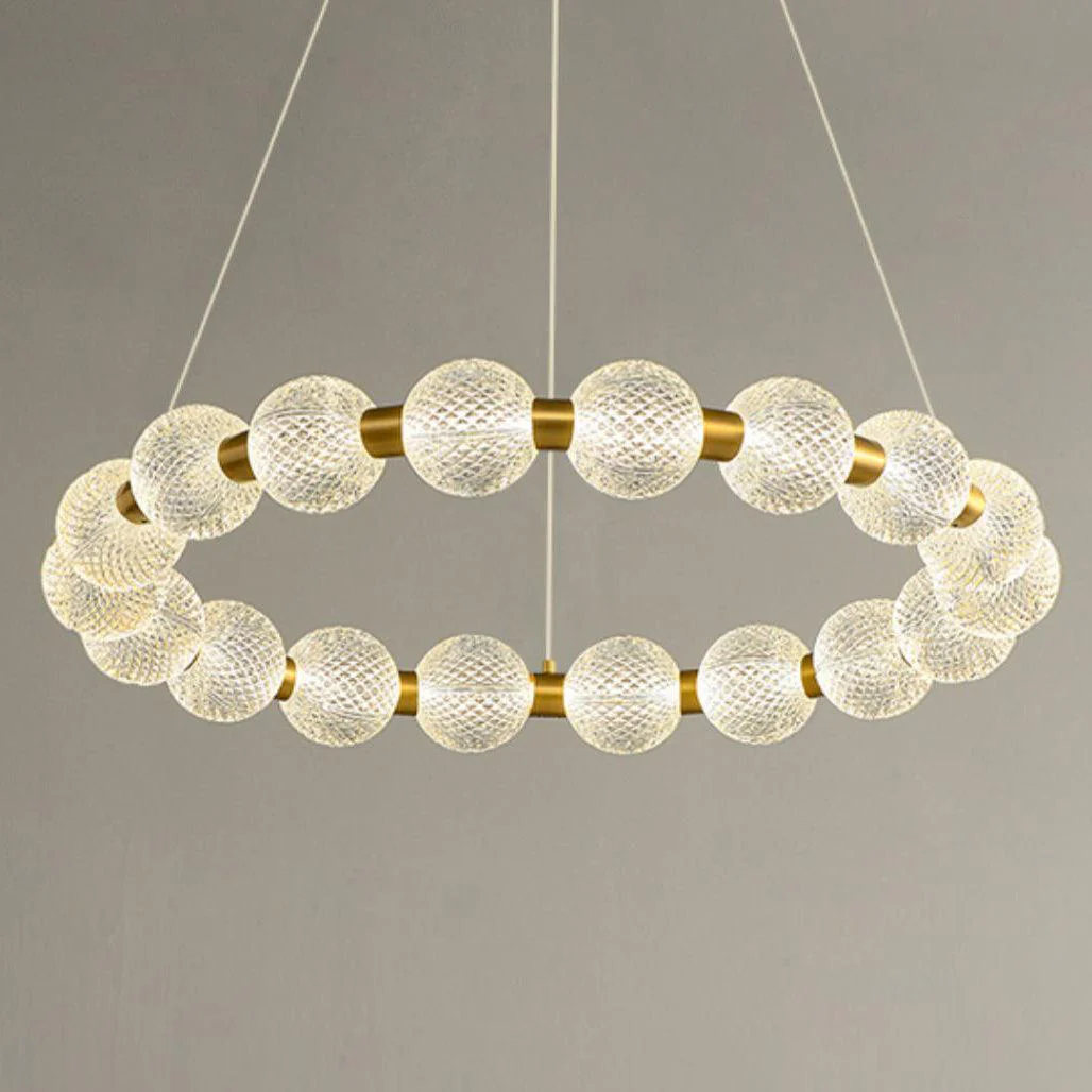 Lustra Chandelier Pearl Gold Ring Elegant - Image 6