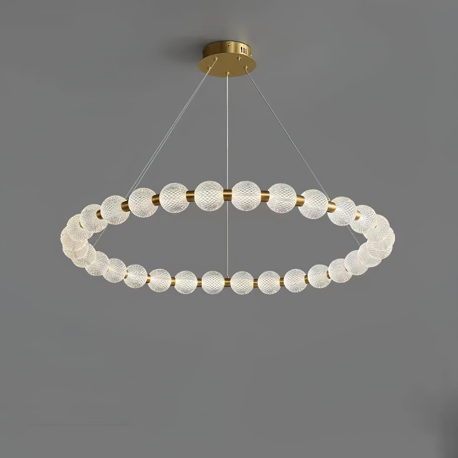 Lustra Chandelier Pearl Gold Ring Elegant - Image 8